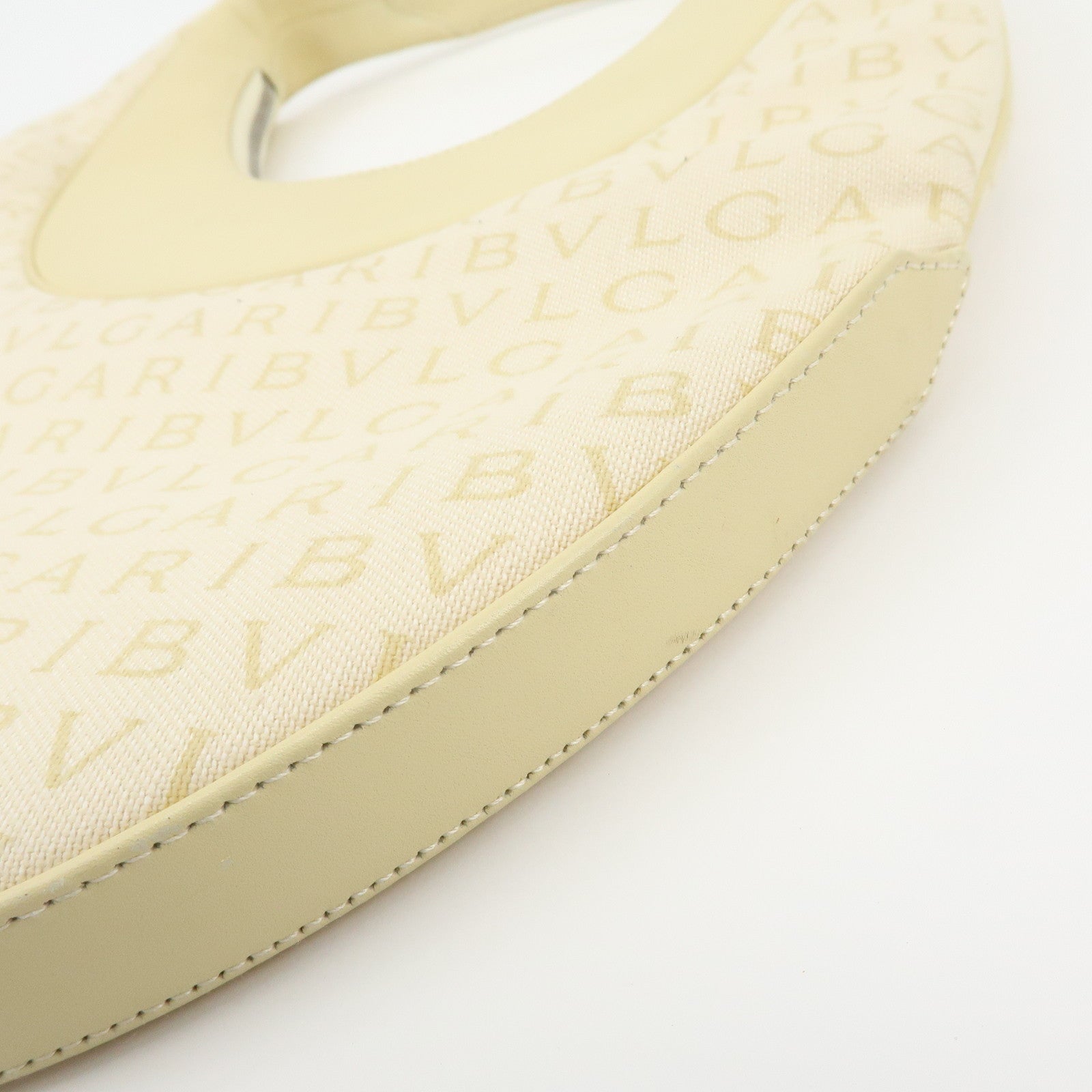 BVLGARI Logo Mania Canvas Leather Shoulder Bag Yellow Beige