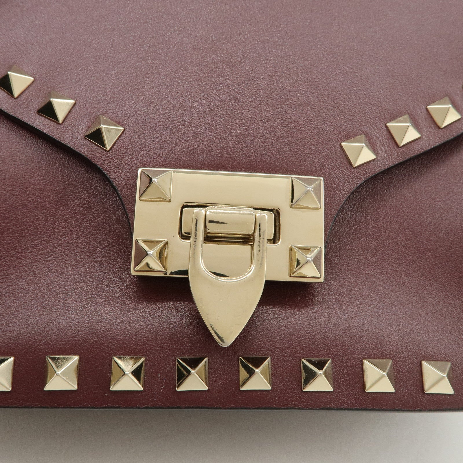 VALENTINO Rock Studs Leather Shoulder Bag Hand Bag Brown