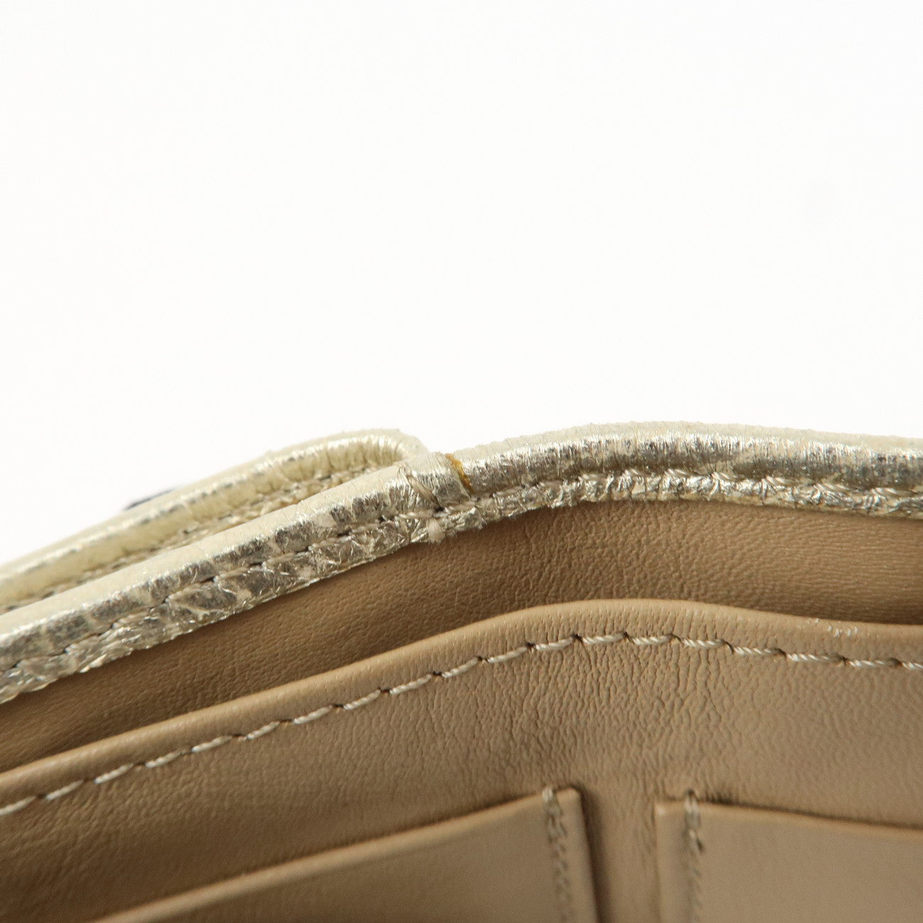 JIMMY CHOO Leather Star Studs Trifold Compact Wallet Gold Used