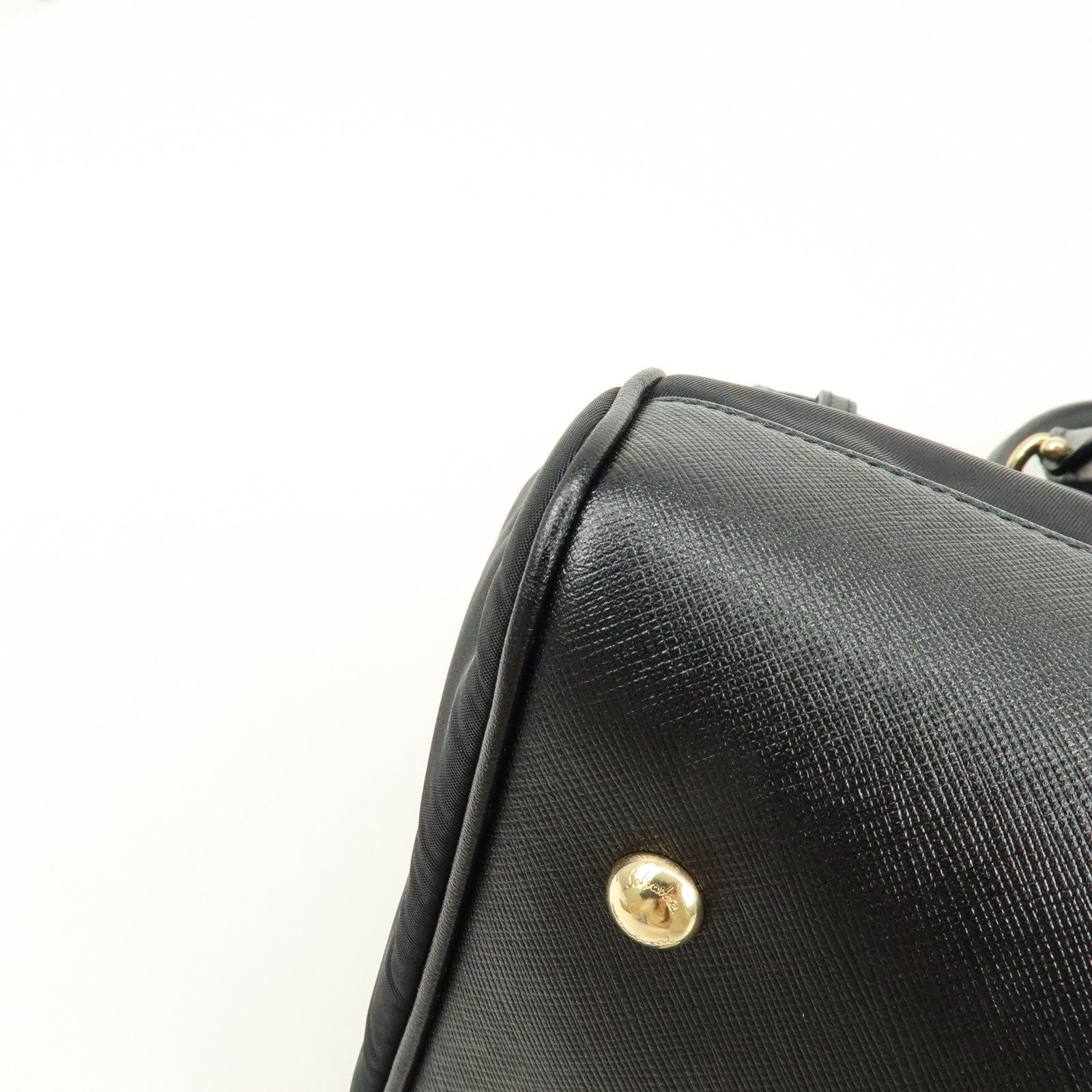 Ferragamo Gancini Nylon Leather 2Way Bag Hand Shoulder Bag Black