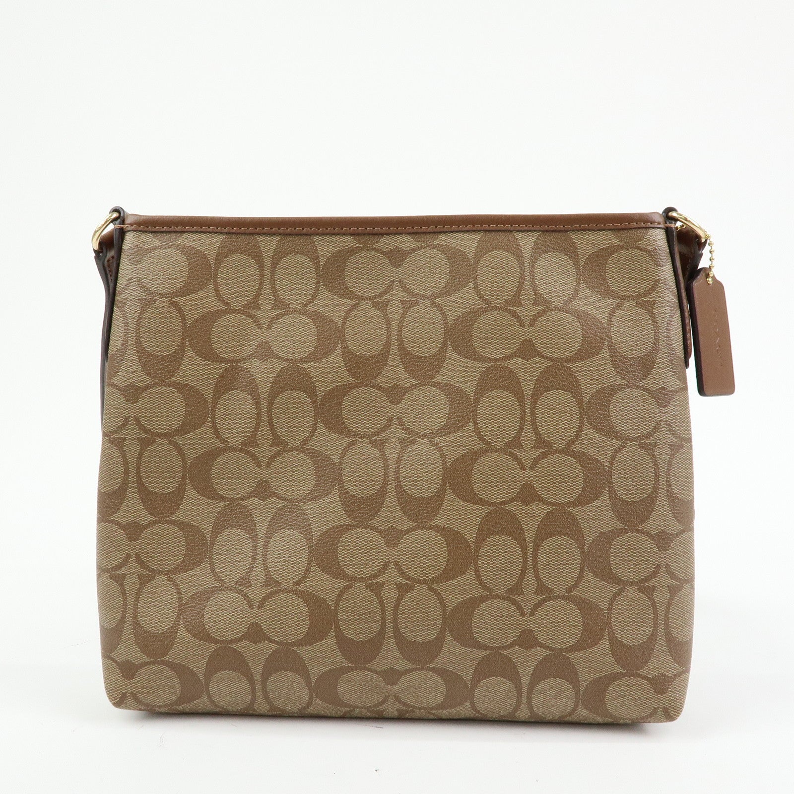 COACH Signature PVC Leather Shoulder Bag Crossbody Bag Brown