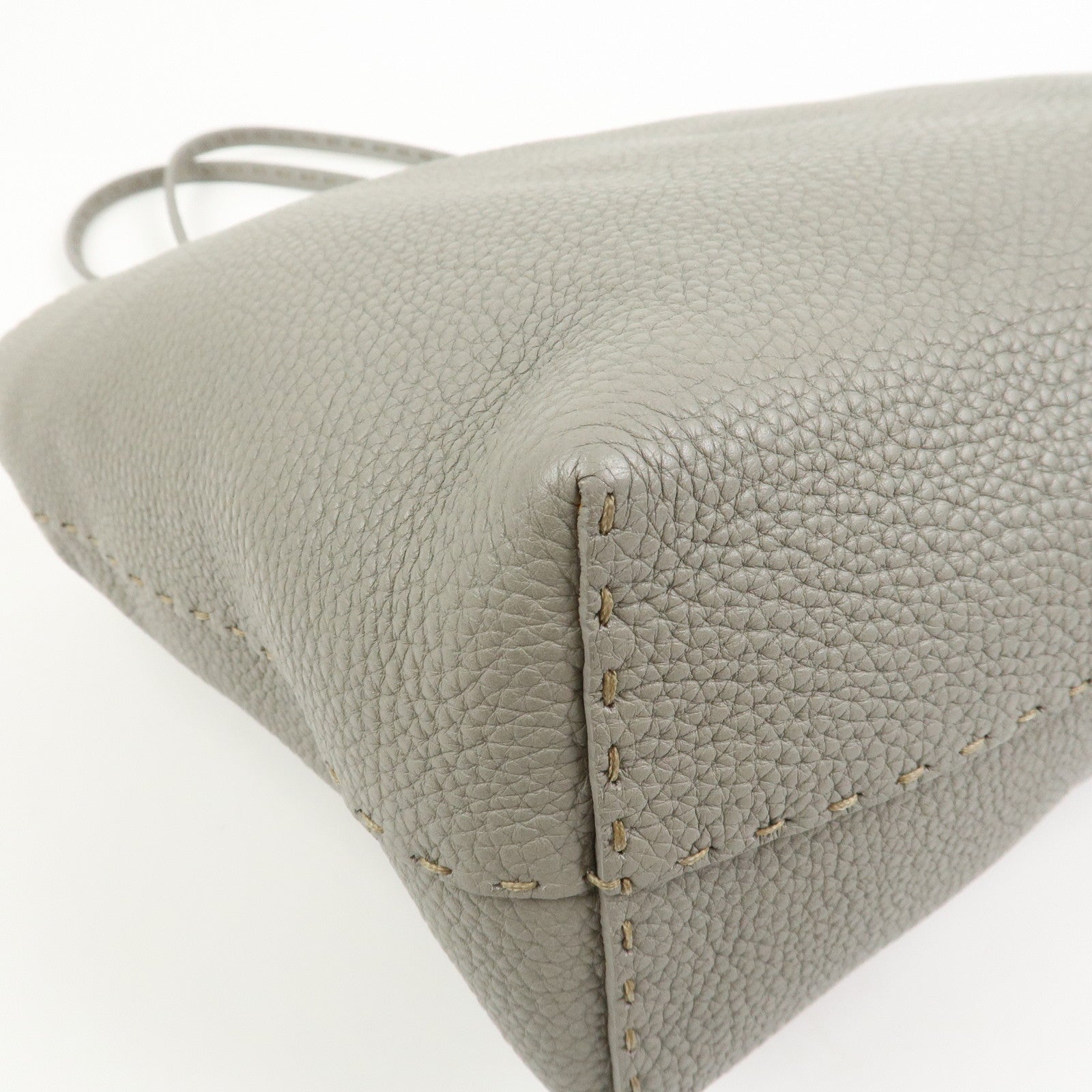 FENDI Selleria Carla Leather Tote Bag Shoulder Bag Gray 8BH257