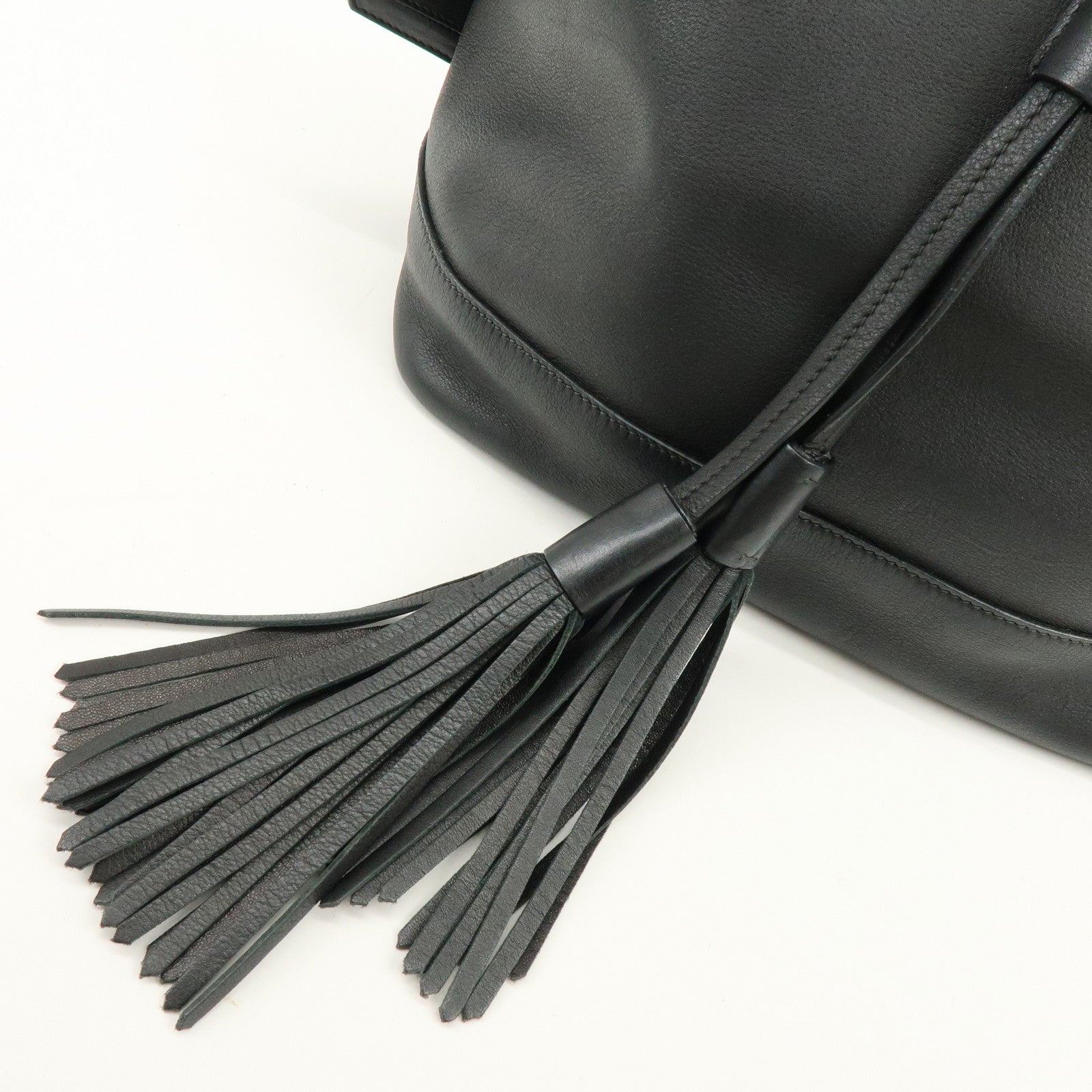 PRADA Triangle Logo City Calf Leather 2Way Bag Bucket Bag Black