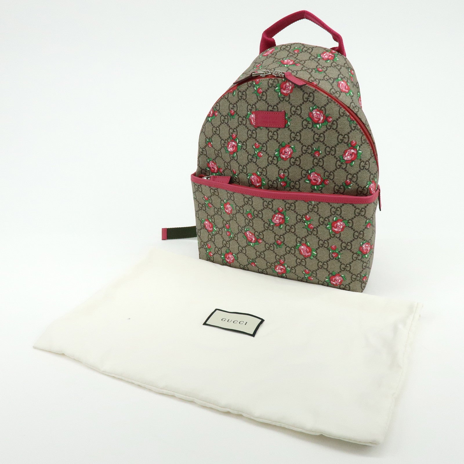 GUCCI Children’s GG Supreme Rose Heart Backpack Beige Pink 271327