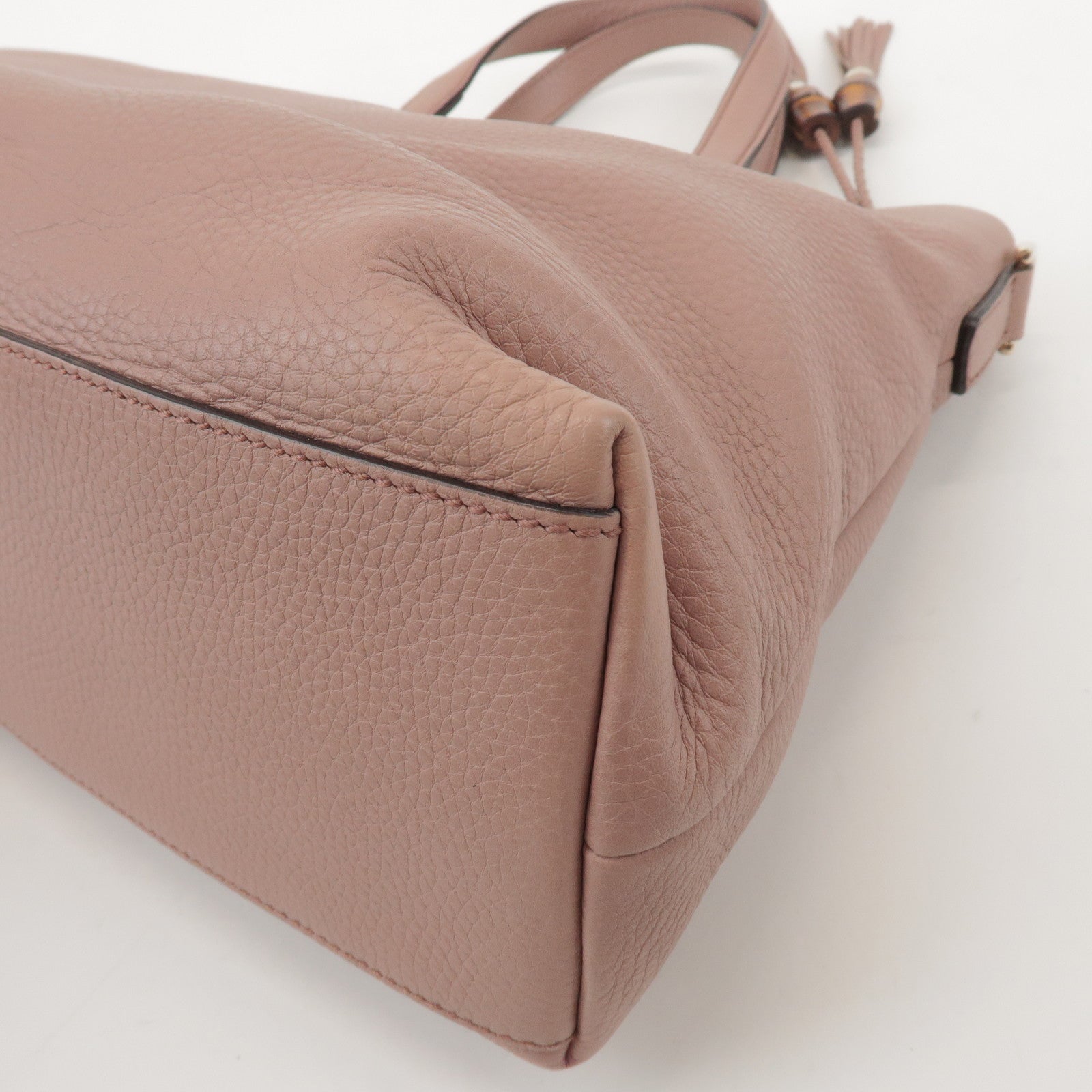 GUCCI Bamboo Leather 2Way Hand Bag Shoulder Bag Pink 365346