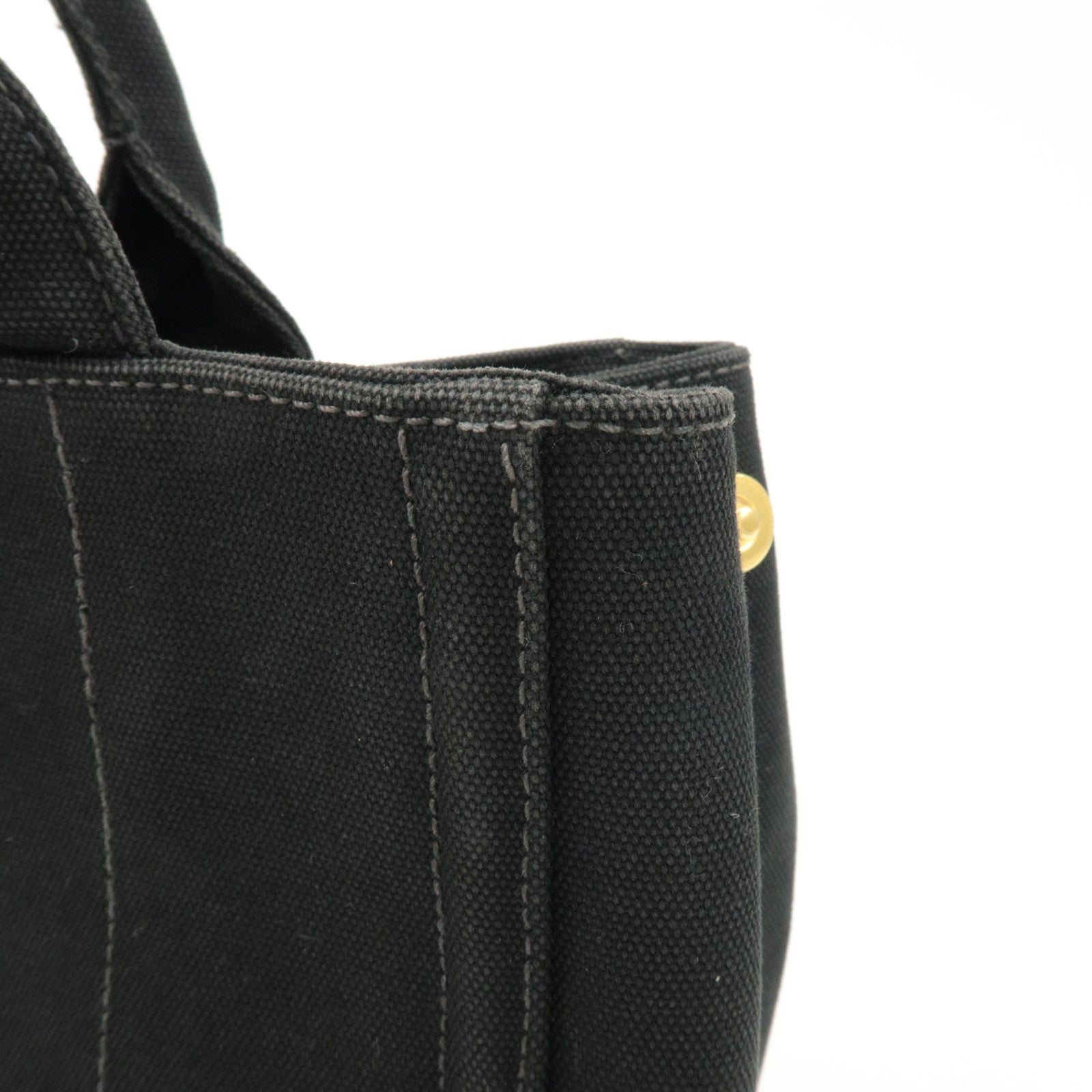 PRADA Logo Canapa Mini Canvas Bijoux 2Way Bag Hand Bag Black 1BG439 Used