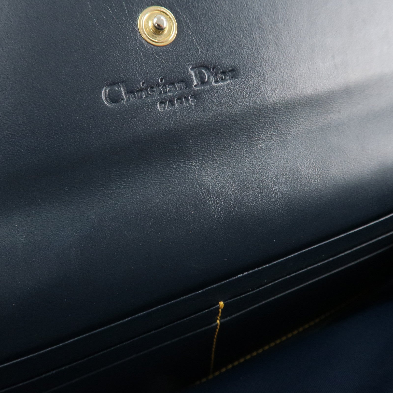 Christian Dior Trotter Canvas Saddle Bi-Fold Long Wallet Navy Used