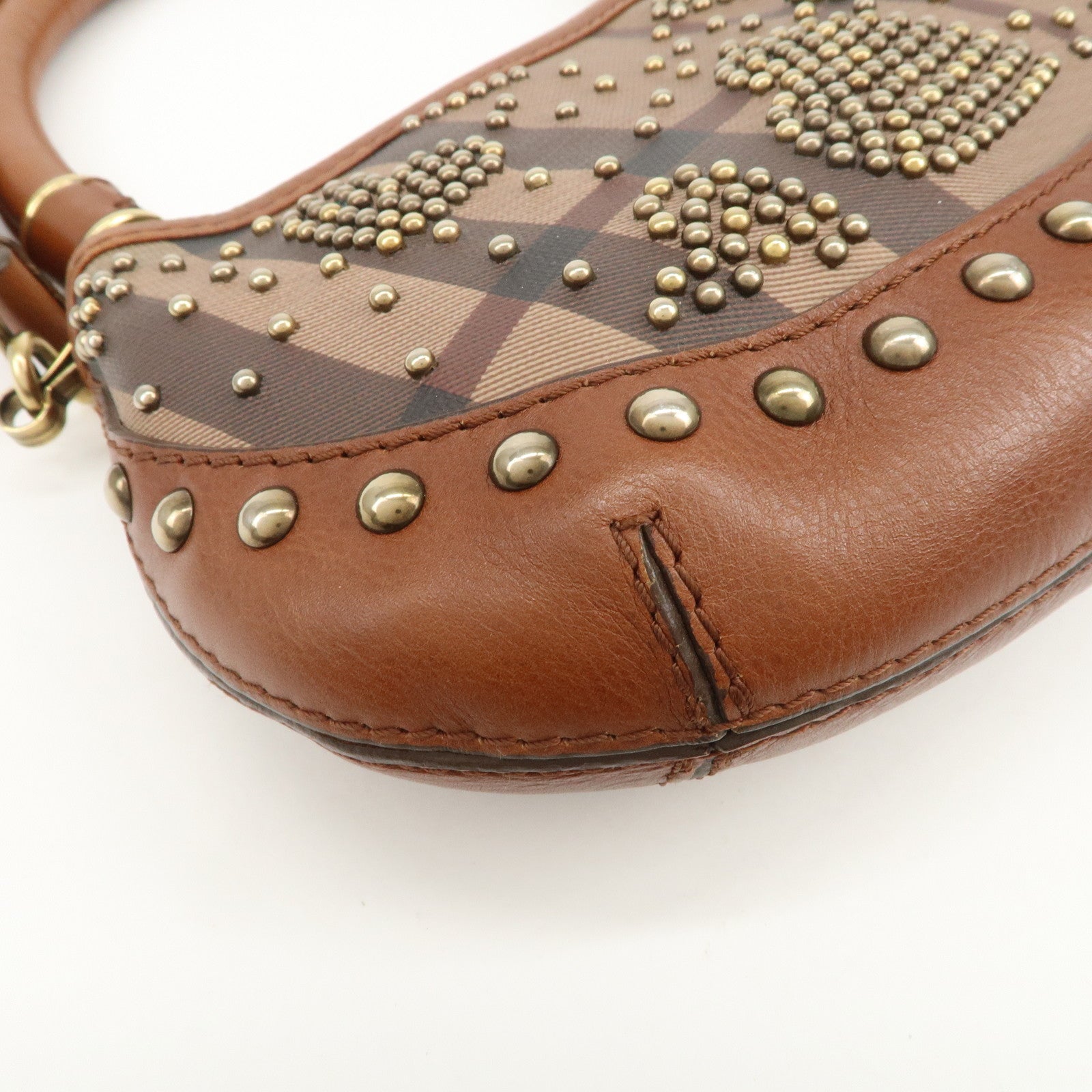 BURBERRY Heart Studs PVC Leather 2Way Bag Shoulder Hand Bag Brown