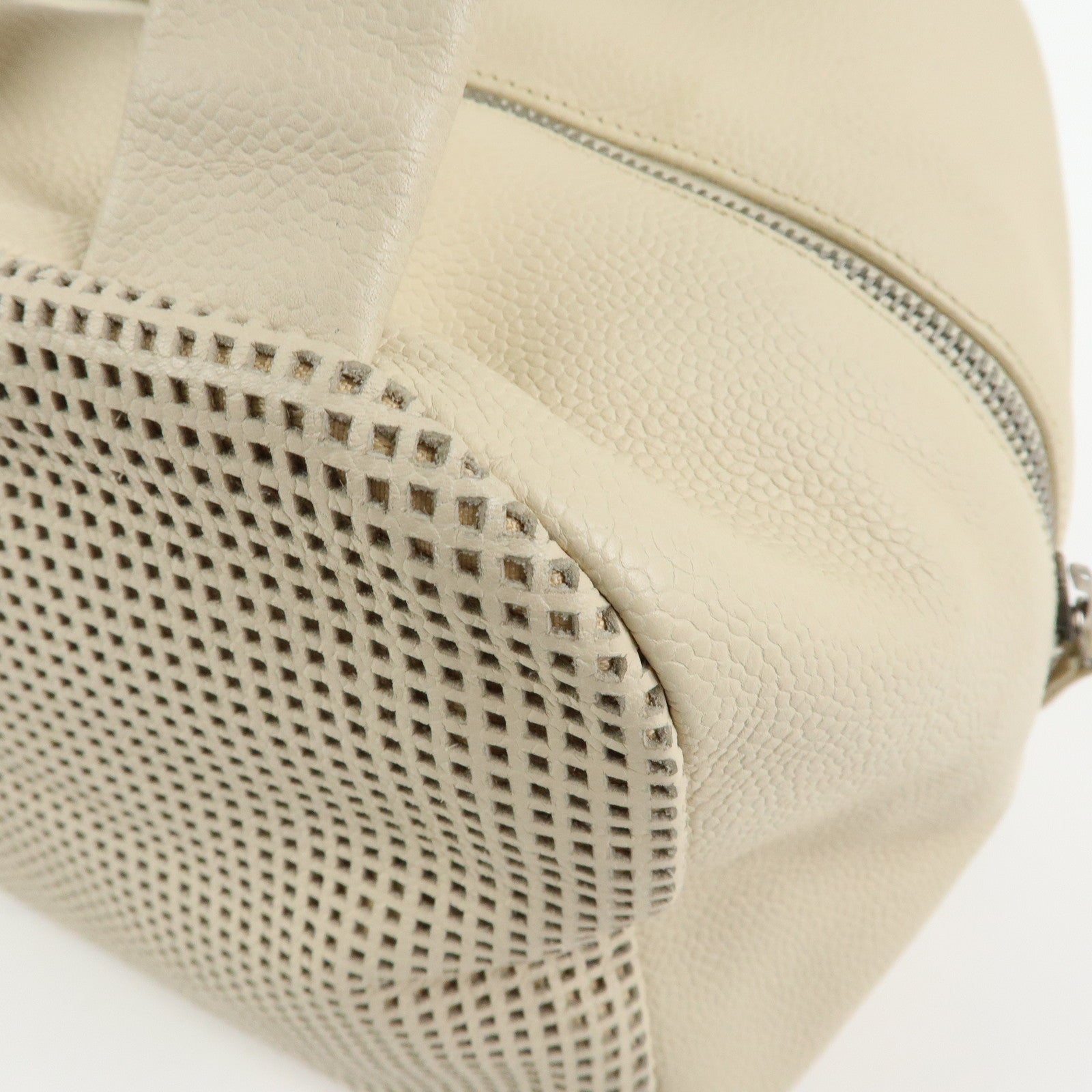 CHANEL COCO Mark Caviarskin Hand Bag Cosmetic Pouch Ivory
