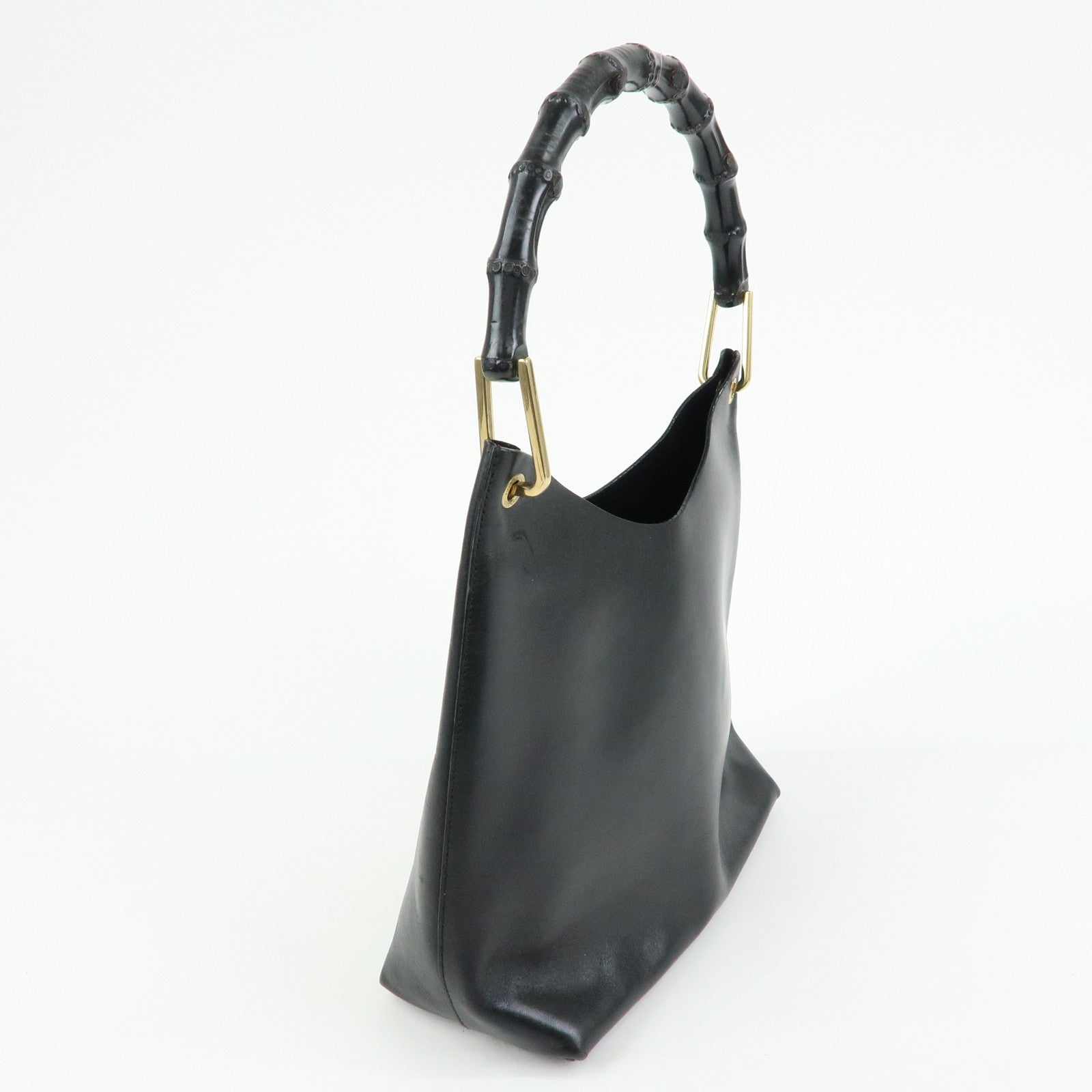 GUCCI Bamboo Leather Shoulder Bag Black 001・1553・1880