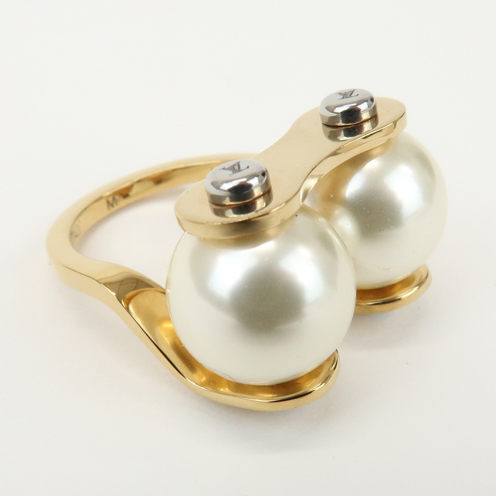 Louis Vuitton Ring LV Speedy Imitation Pearl M Gold M68069