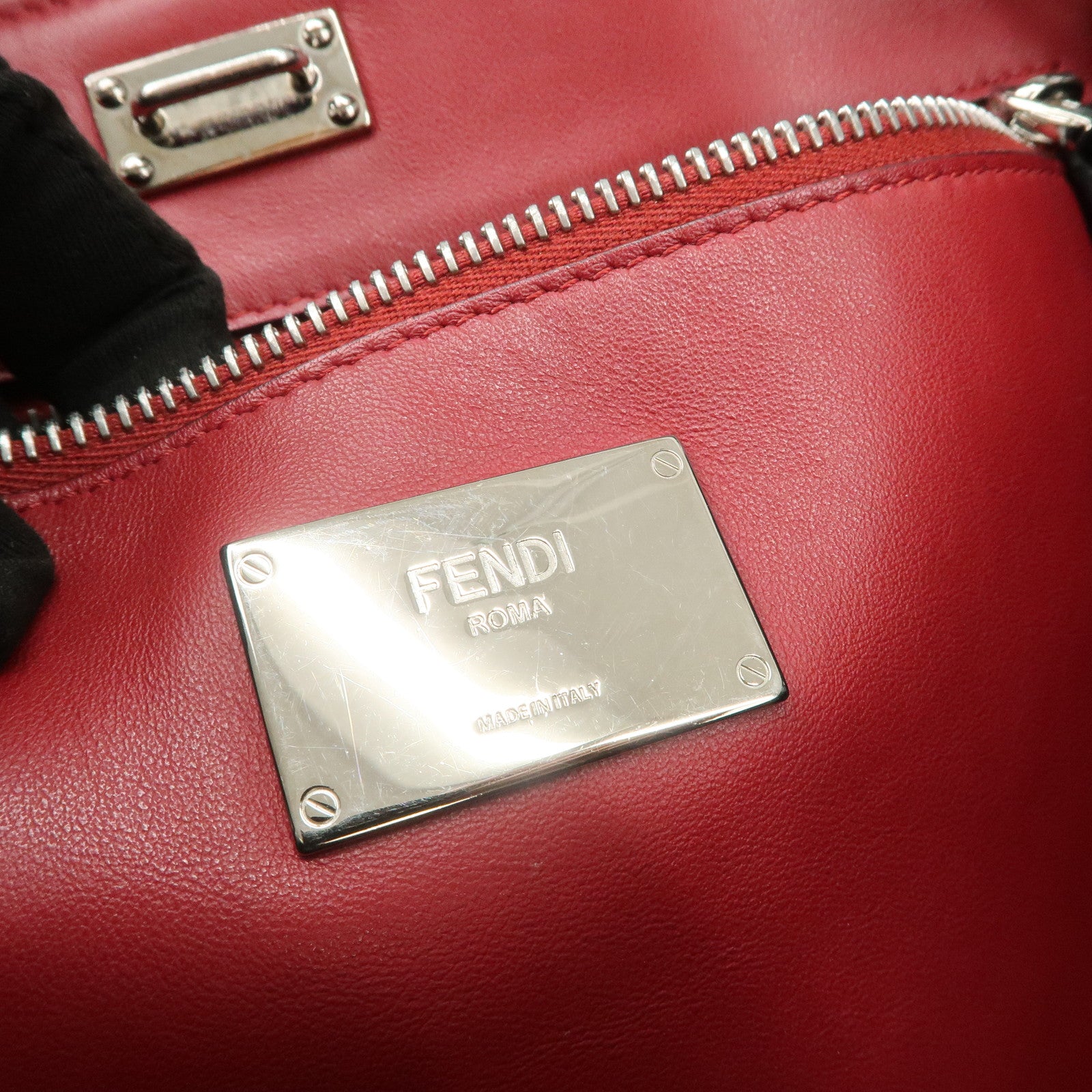 FENDI Peekaboo X-lite Fit Leather 2Way Bag Hand Bag Black Used