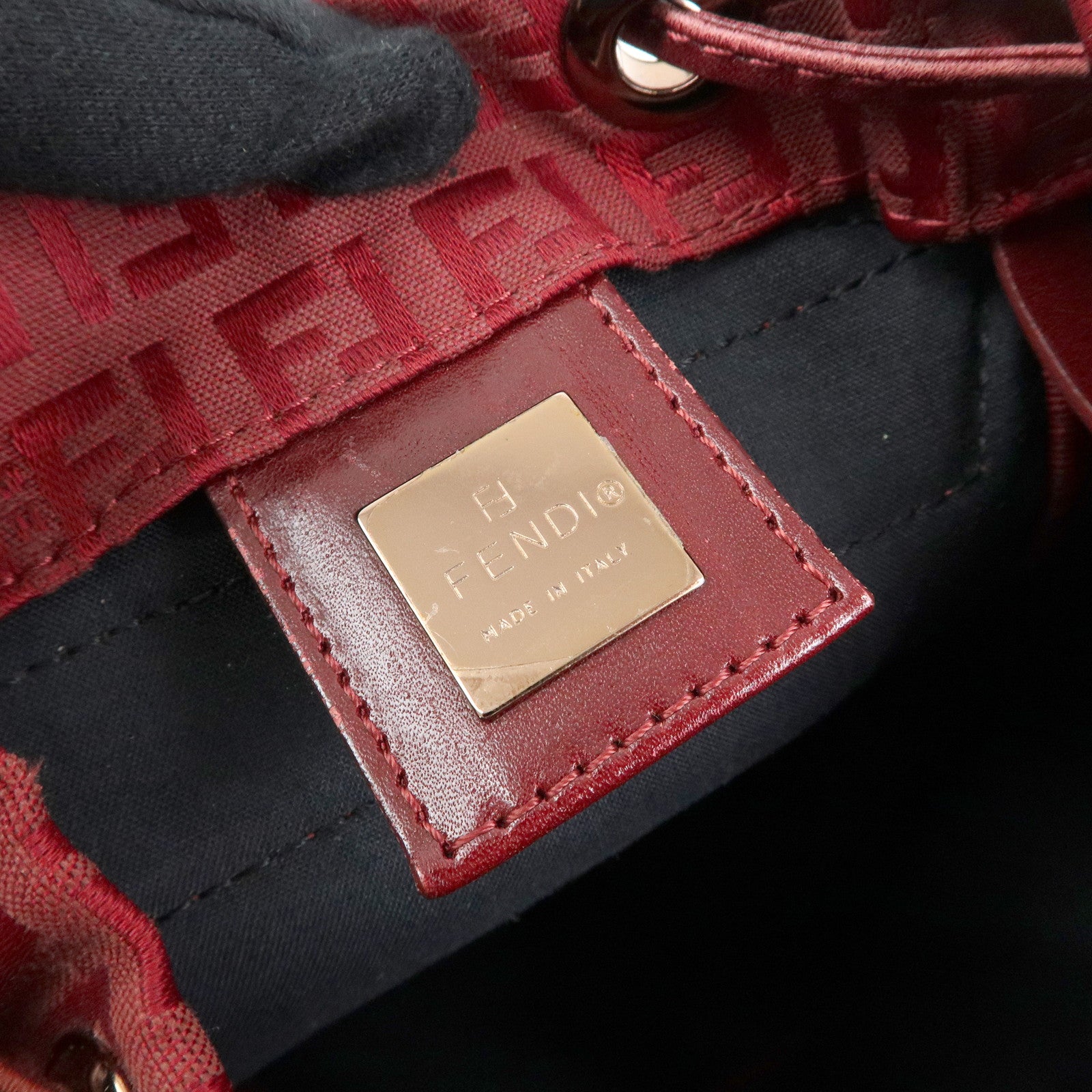FENDI  Zucchino Canvas Leather Backpack Rucksuck Red 8BZ001