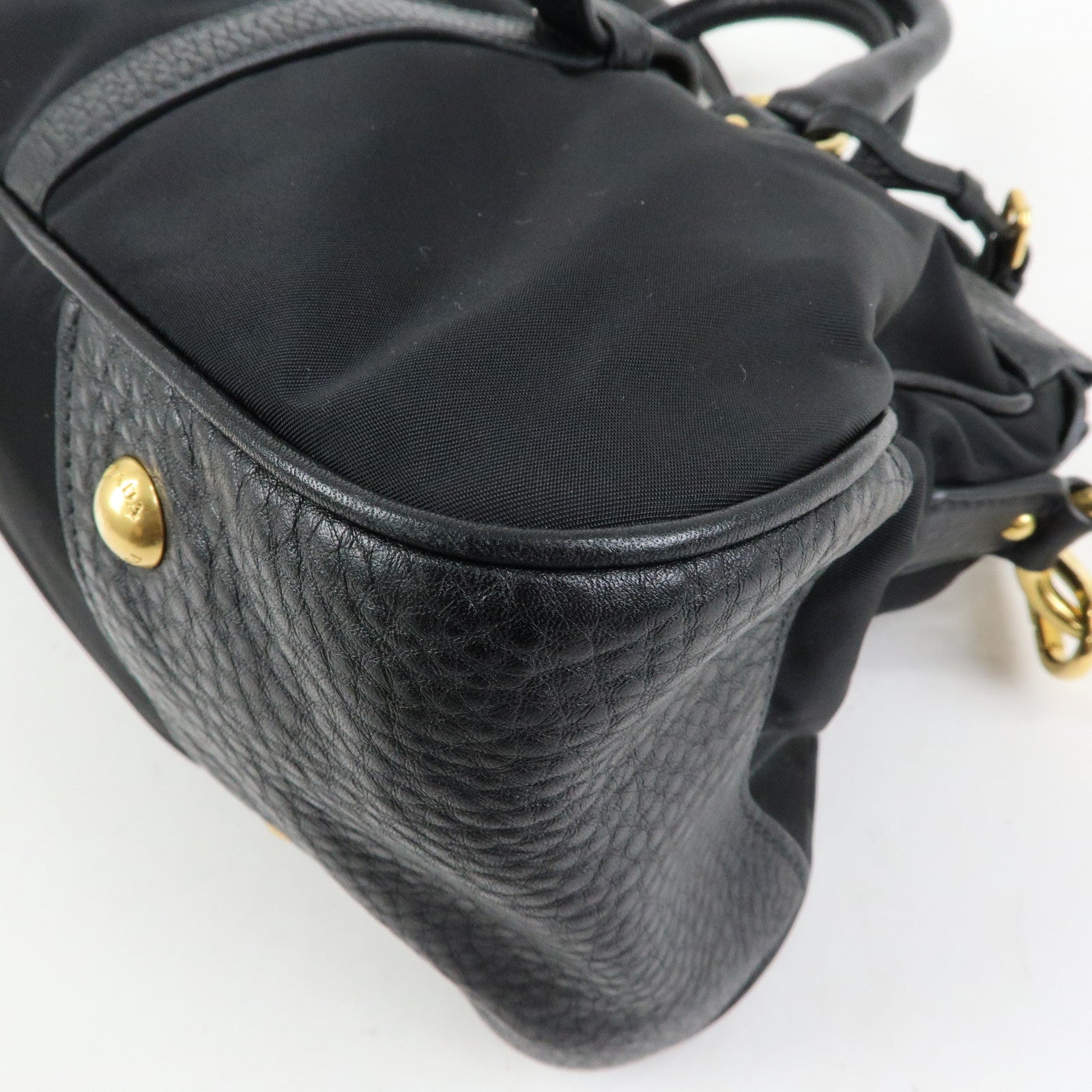 PRADA Logo Nylon Leather 2Way Shoulder Bag Hand Bag Black BN2032