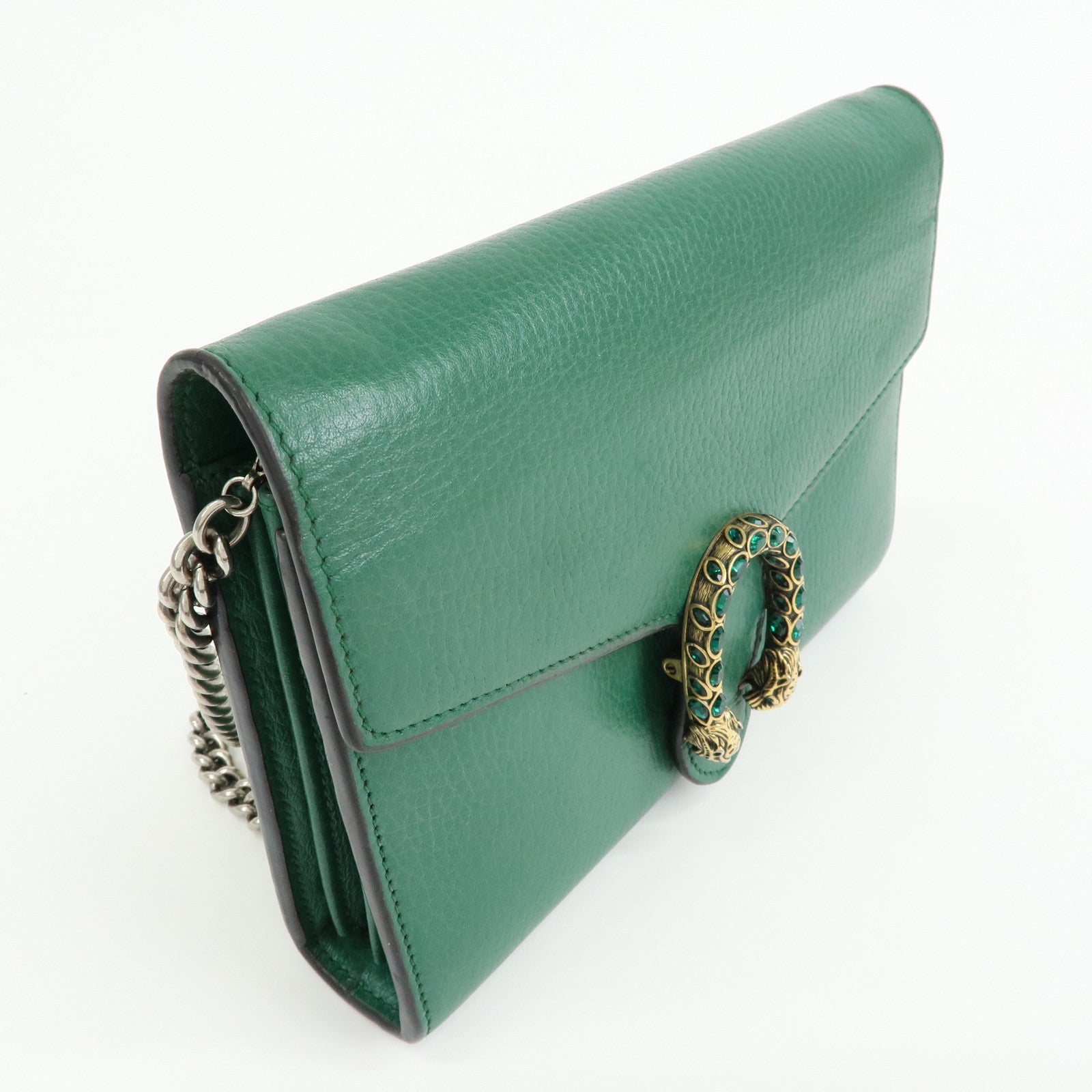 GUCCI Dionysus Leather Chain Wallet Shoulder Bag Green 401231