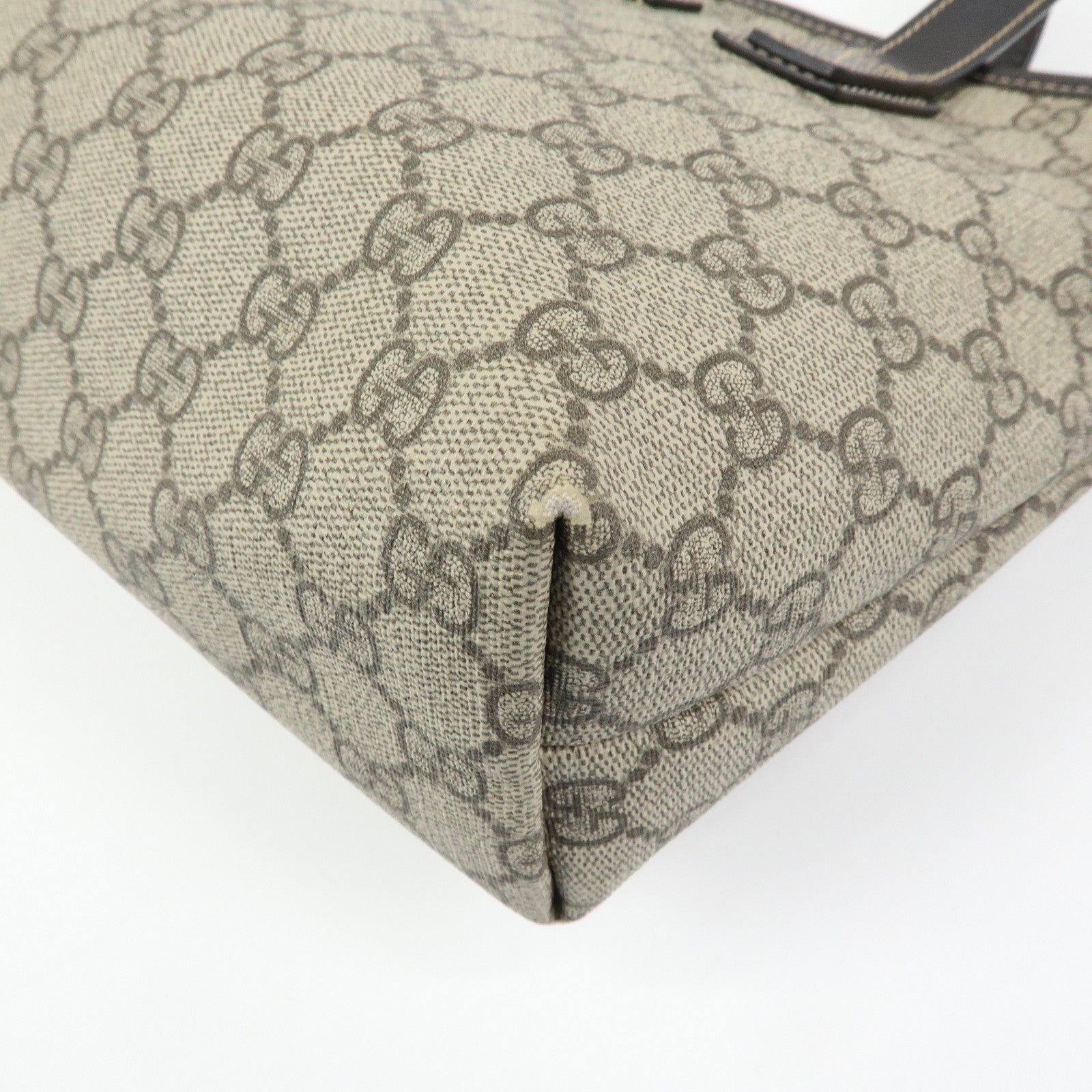 GUCCI GG Supreme Leather Tote Bag Shoulder Bag Beige Brown 211138