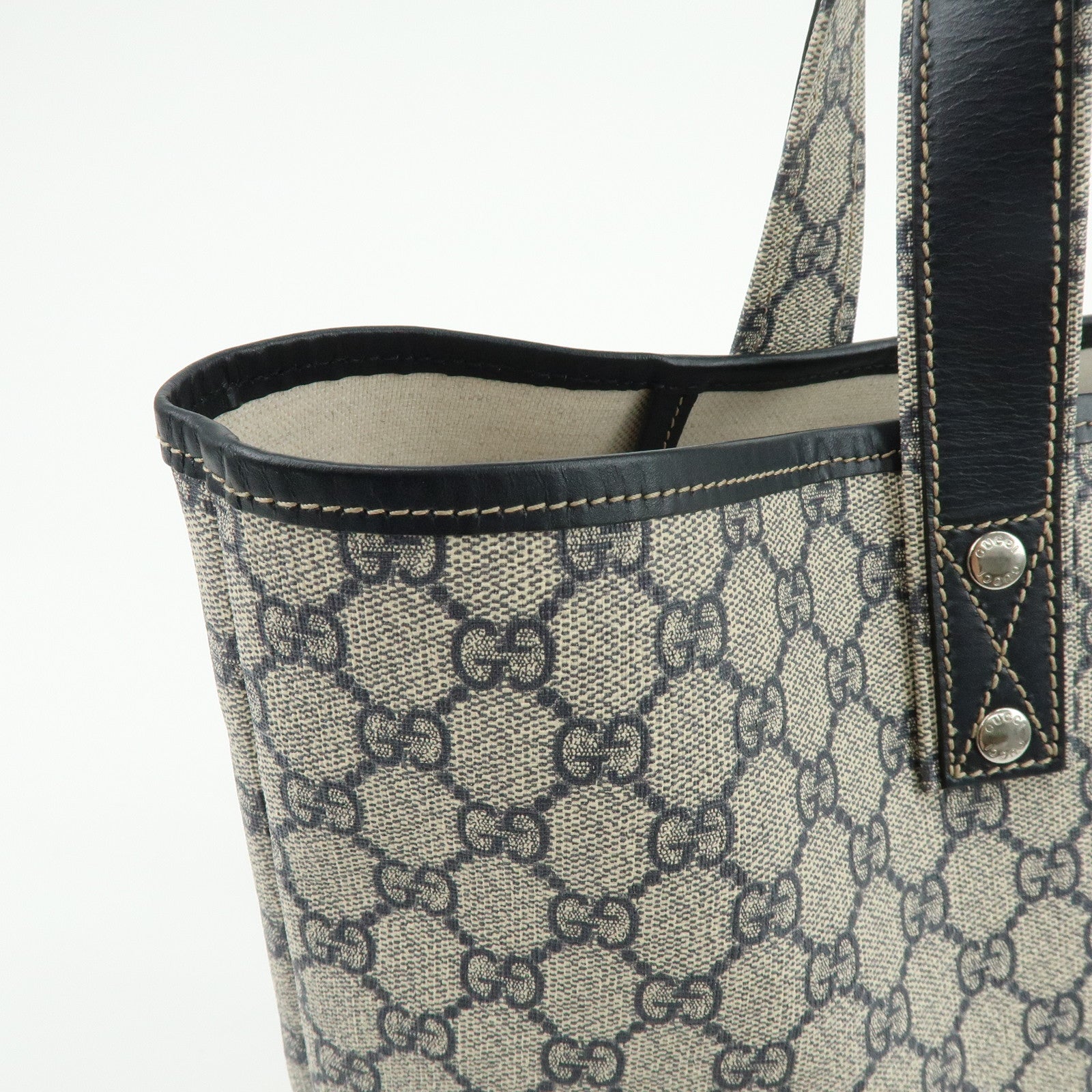 GUCCI Sherry GG Supreme Leather Tote Bag Shoulder Bag Navy 211134