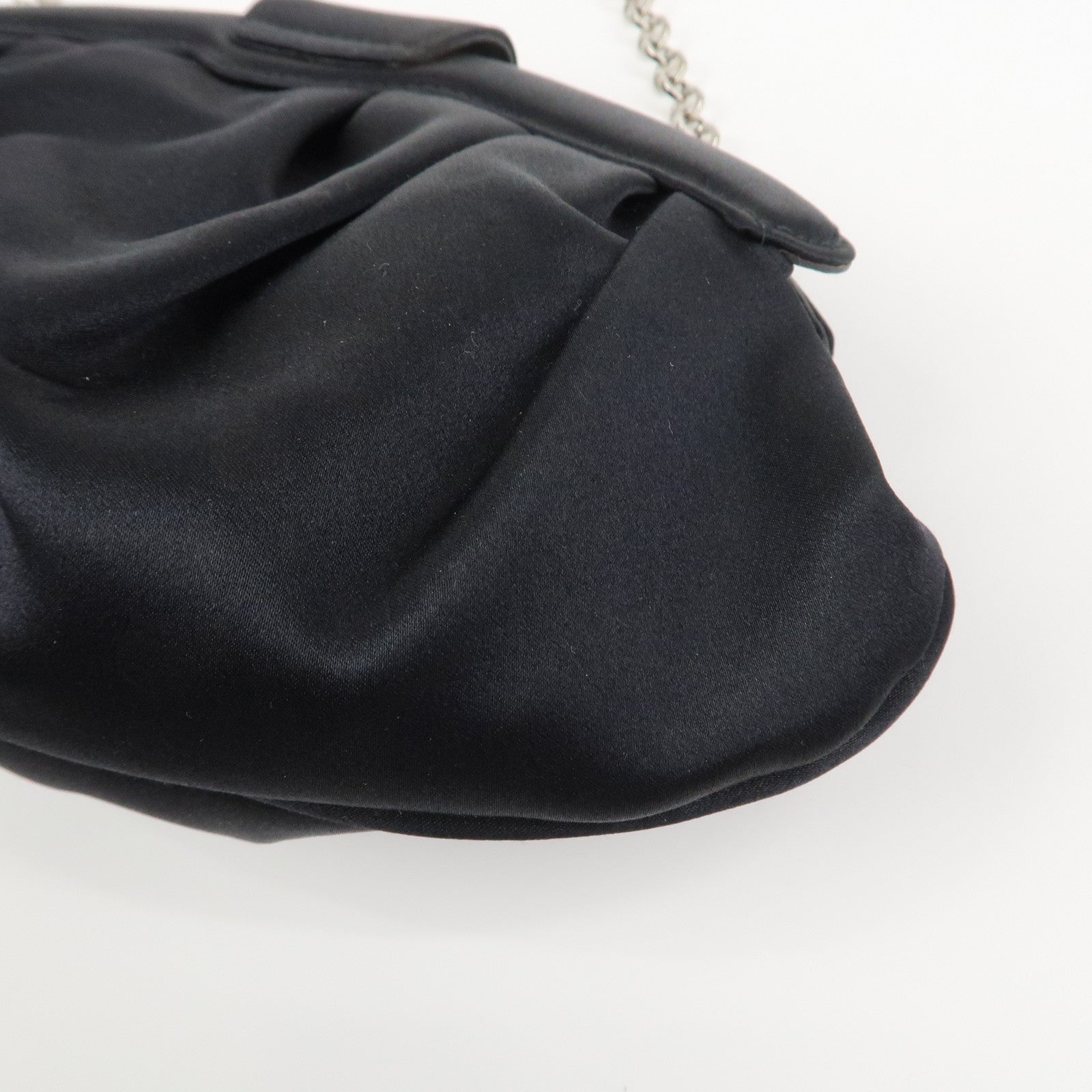 Ferragamo Gancini Satin Shoulder Bag Crossbody Bag Black Q 21 6436