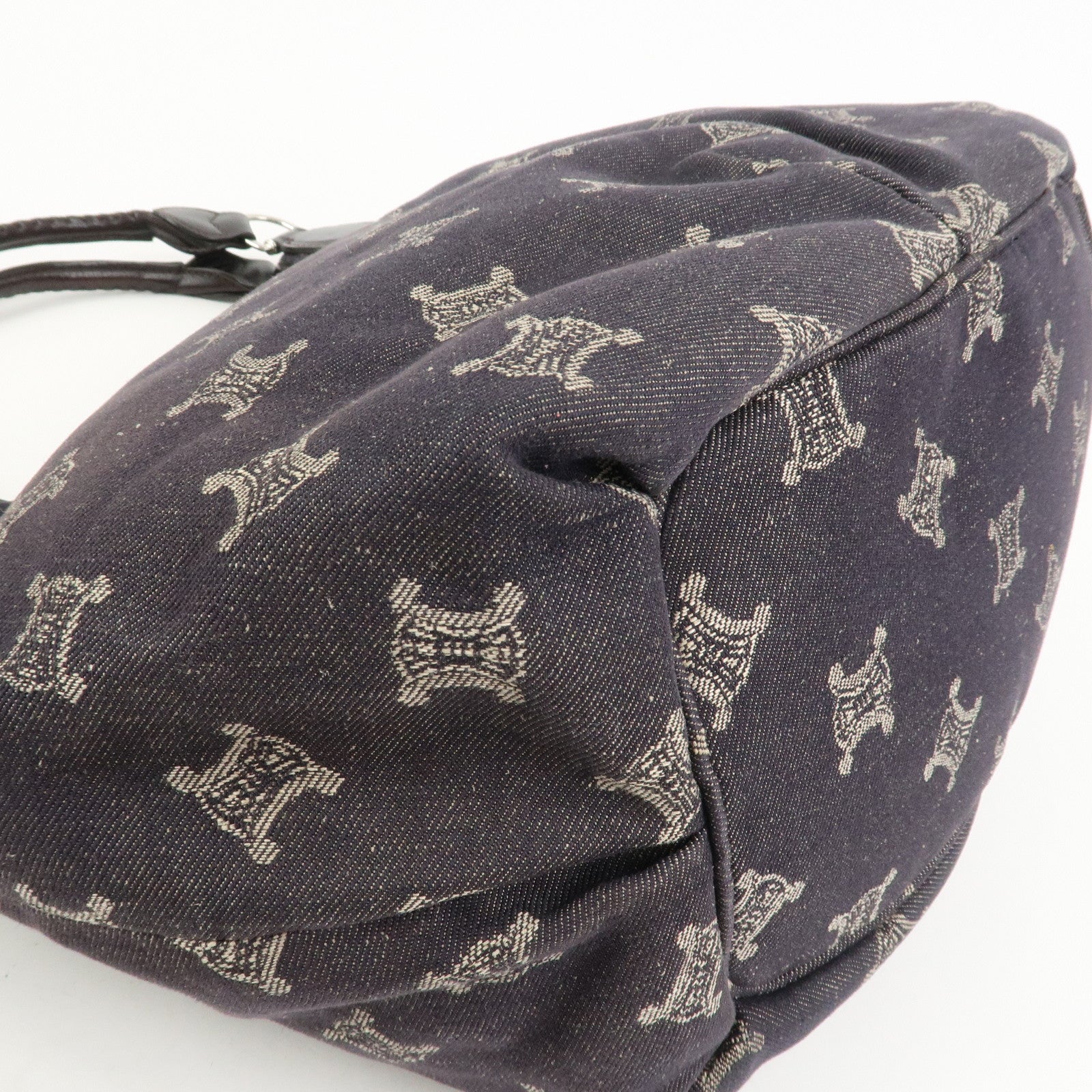 CELINE Macadam Denim Leather Shoulder Bag Hand Bag