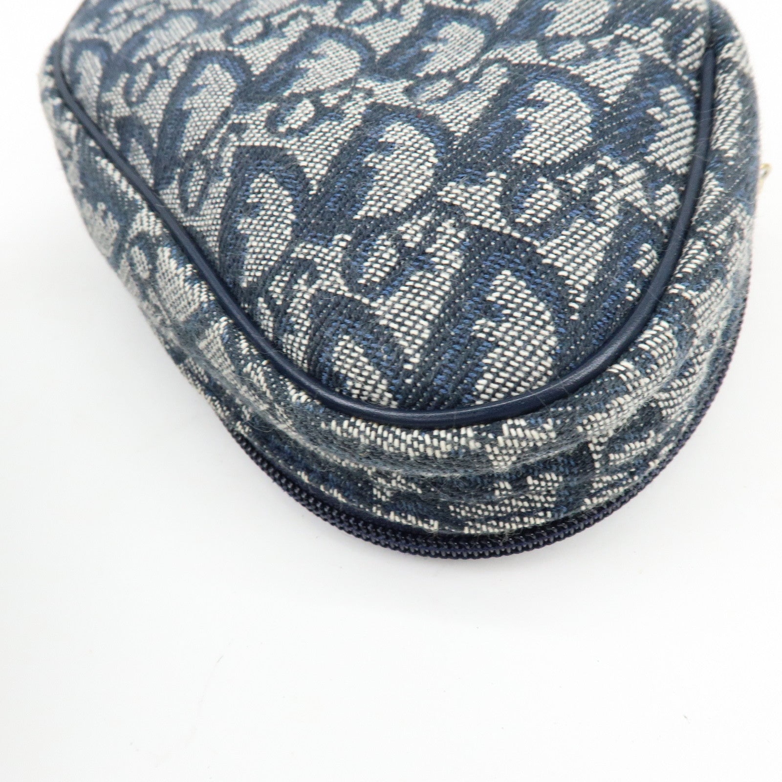 Christian Dior Trotter Jacquard Canvas Leather Cosmetic Pouch Navy