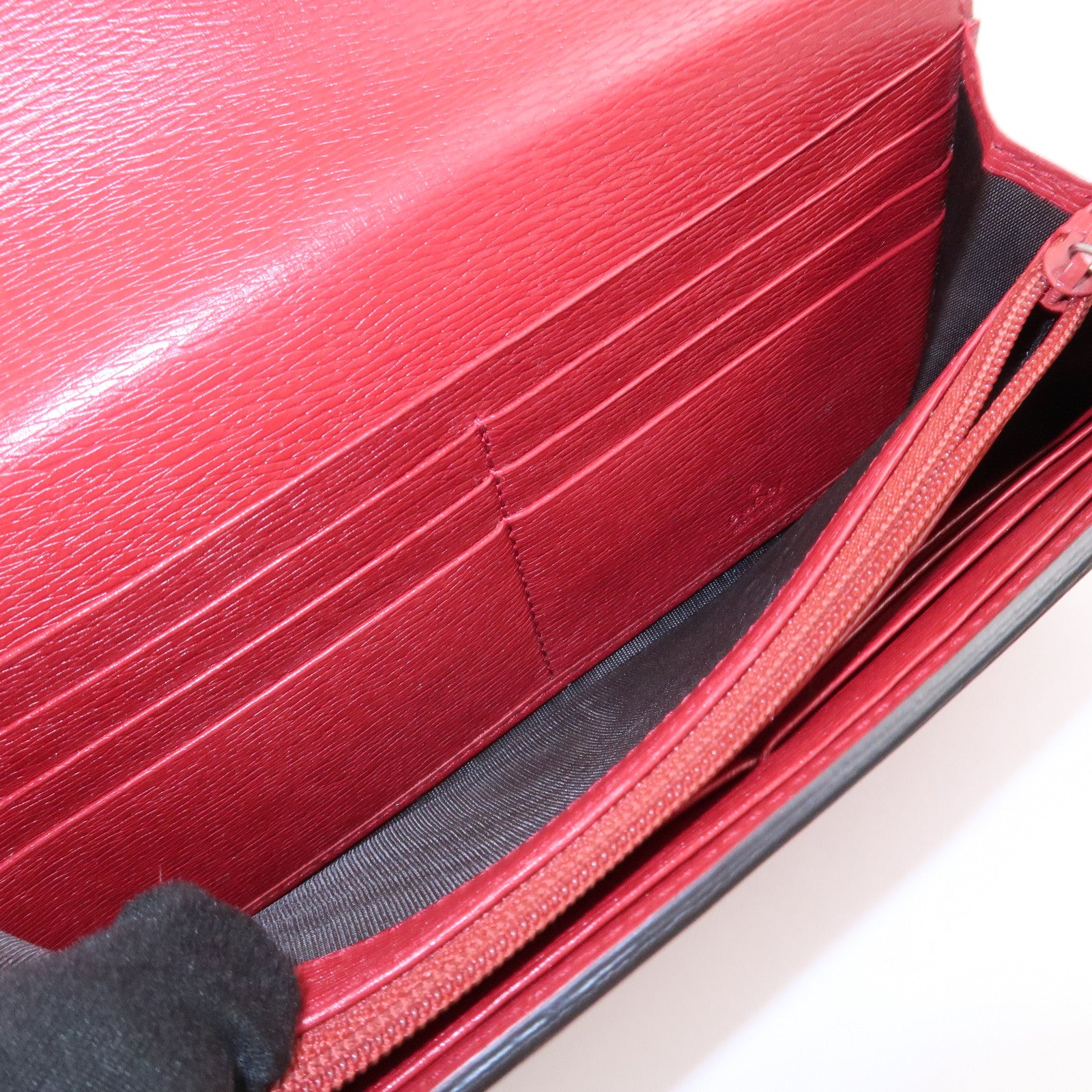 GUCCI Leather Long Wallet Flower Print Red 410100