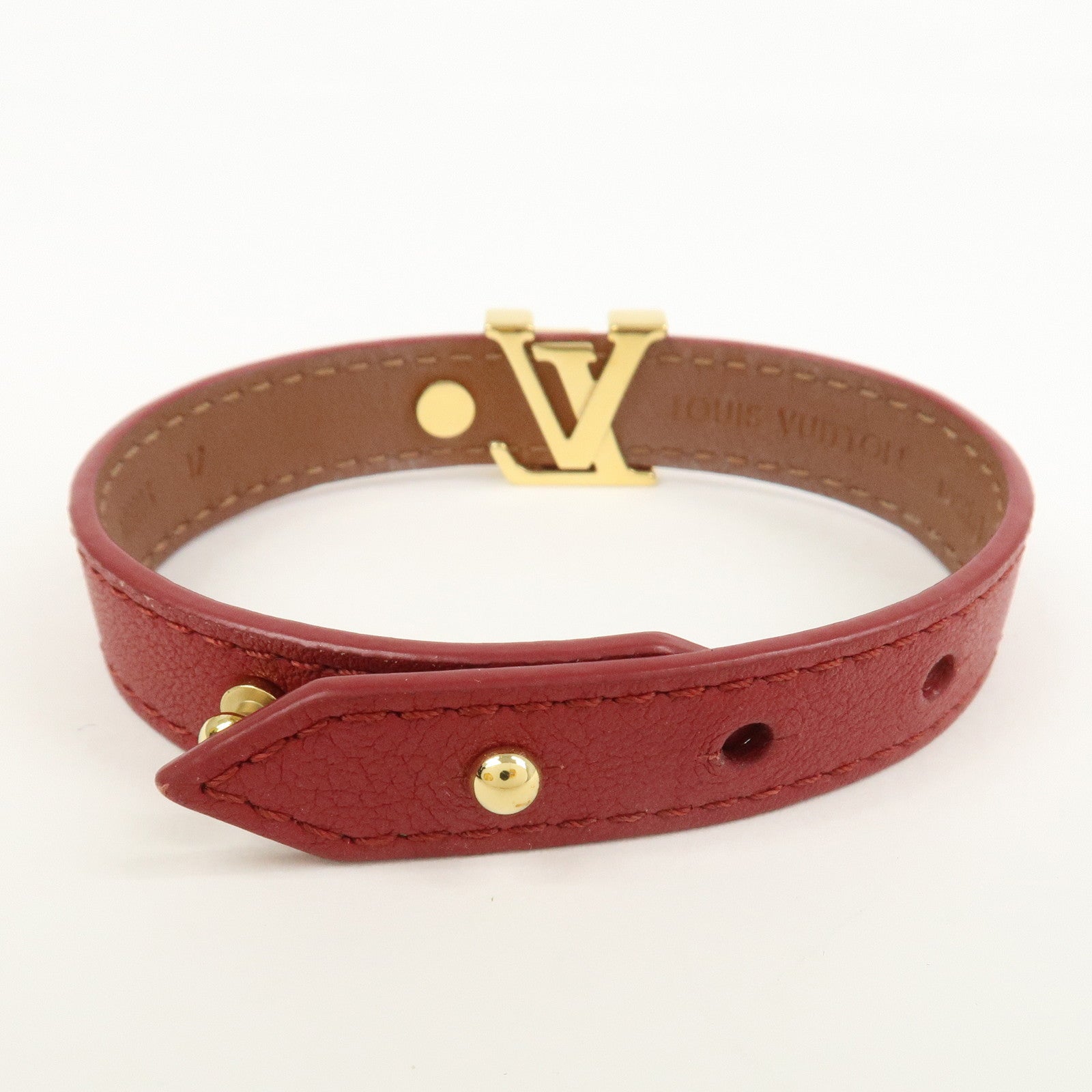Louis Vuitton Iconic Leather Metal Bracelet Rouge Red M8106