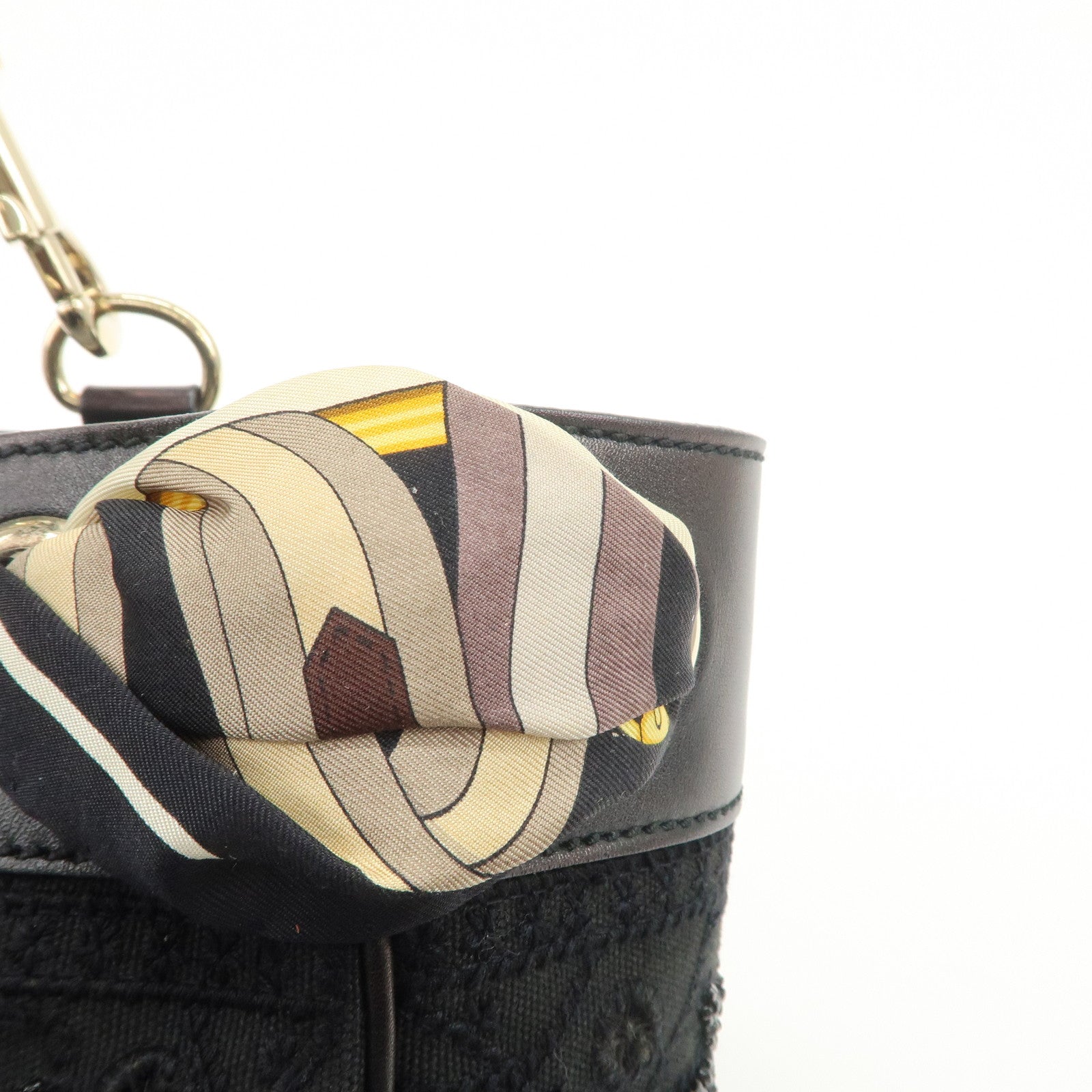 GUCCI Canvas Leather Hand Bag Tote Bag Black 163861