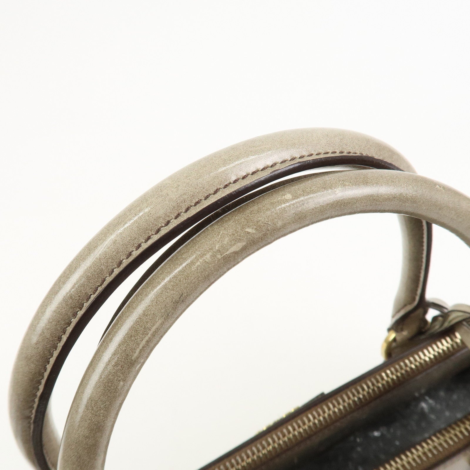 PRADA Patent Leather Flower Galleria 2Way Tote Bag Greige BB2274F