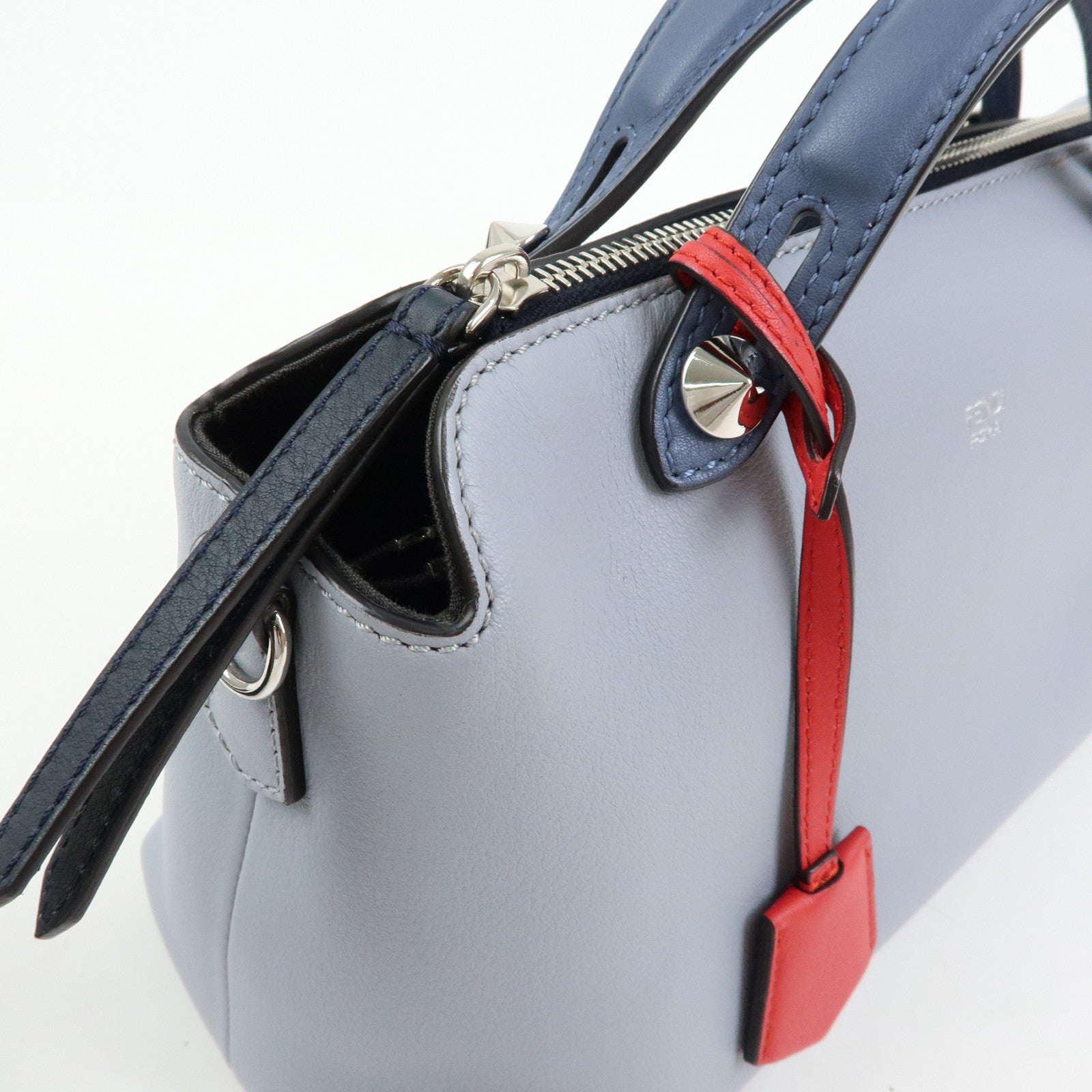 FENDI By The Way Leather Medium 2Way Bag Shoulder Bag Blue 8BL124