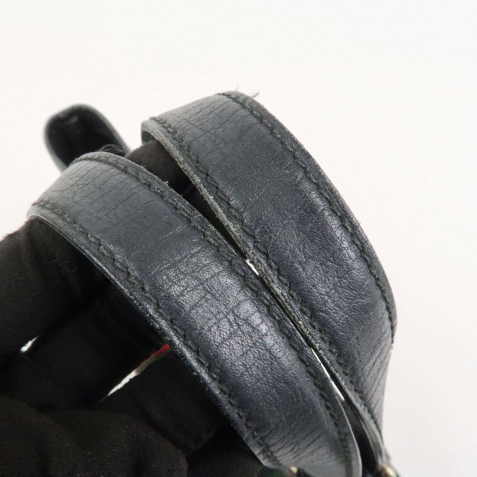 GUCCI Sherry GG Canvas Leathe Tote Bag Hand Bag Black