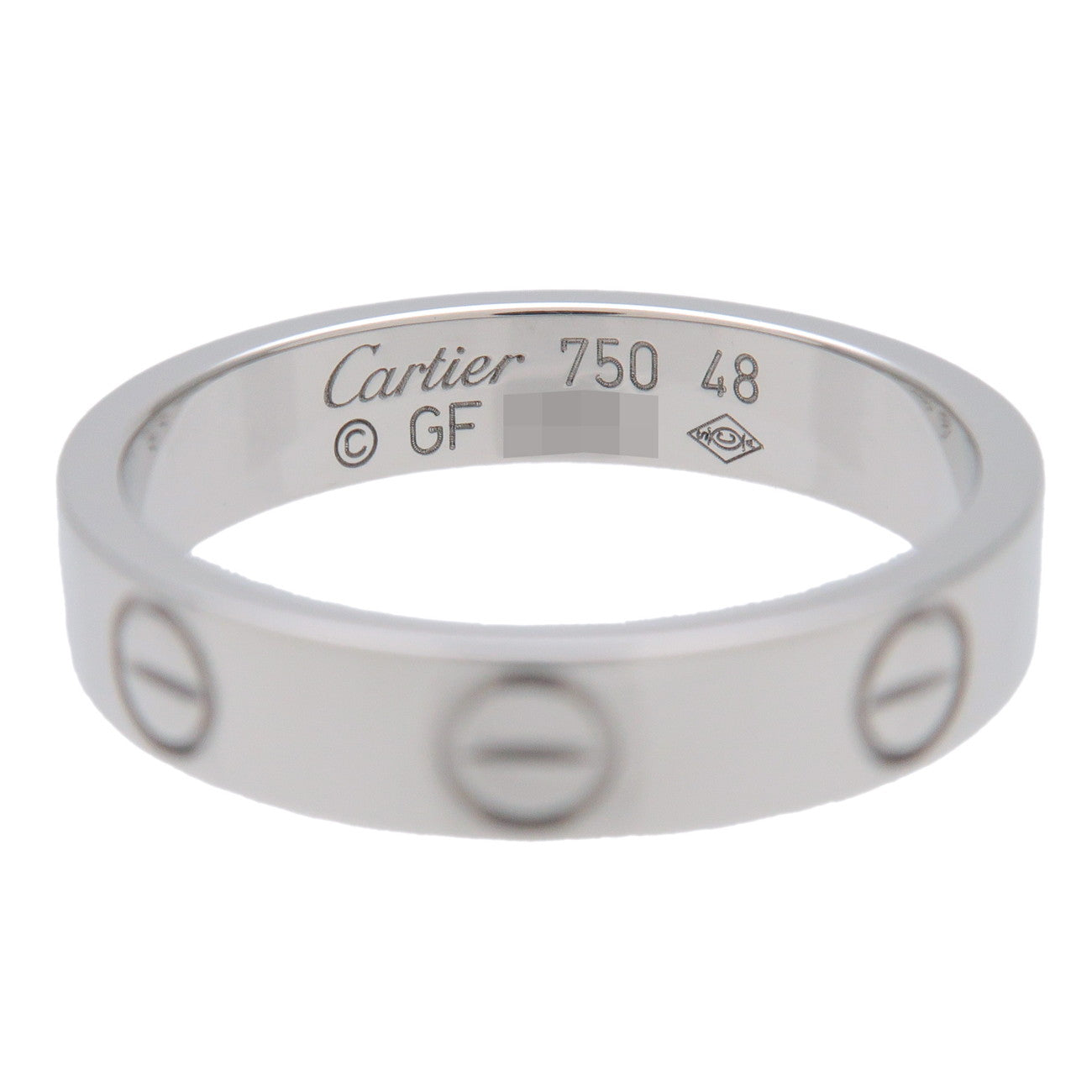 Cartier Mini Love Ring K18 750WG #48 US4.5 EU48 HK10 White Gold