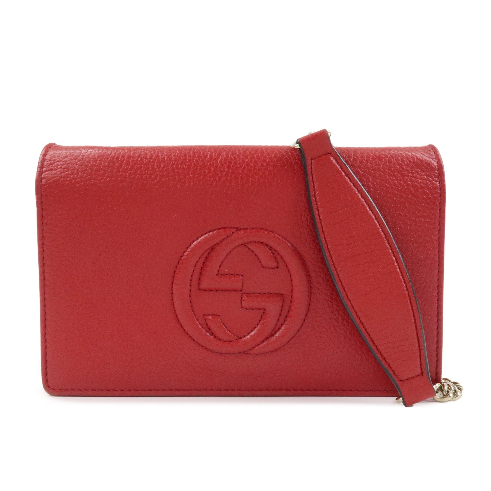 GUCCI SOHO Interlocking G Leather Chain Shoulder Bag Wallet 598211