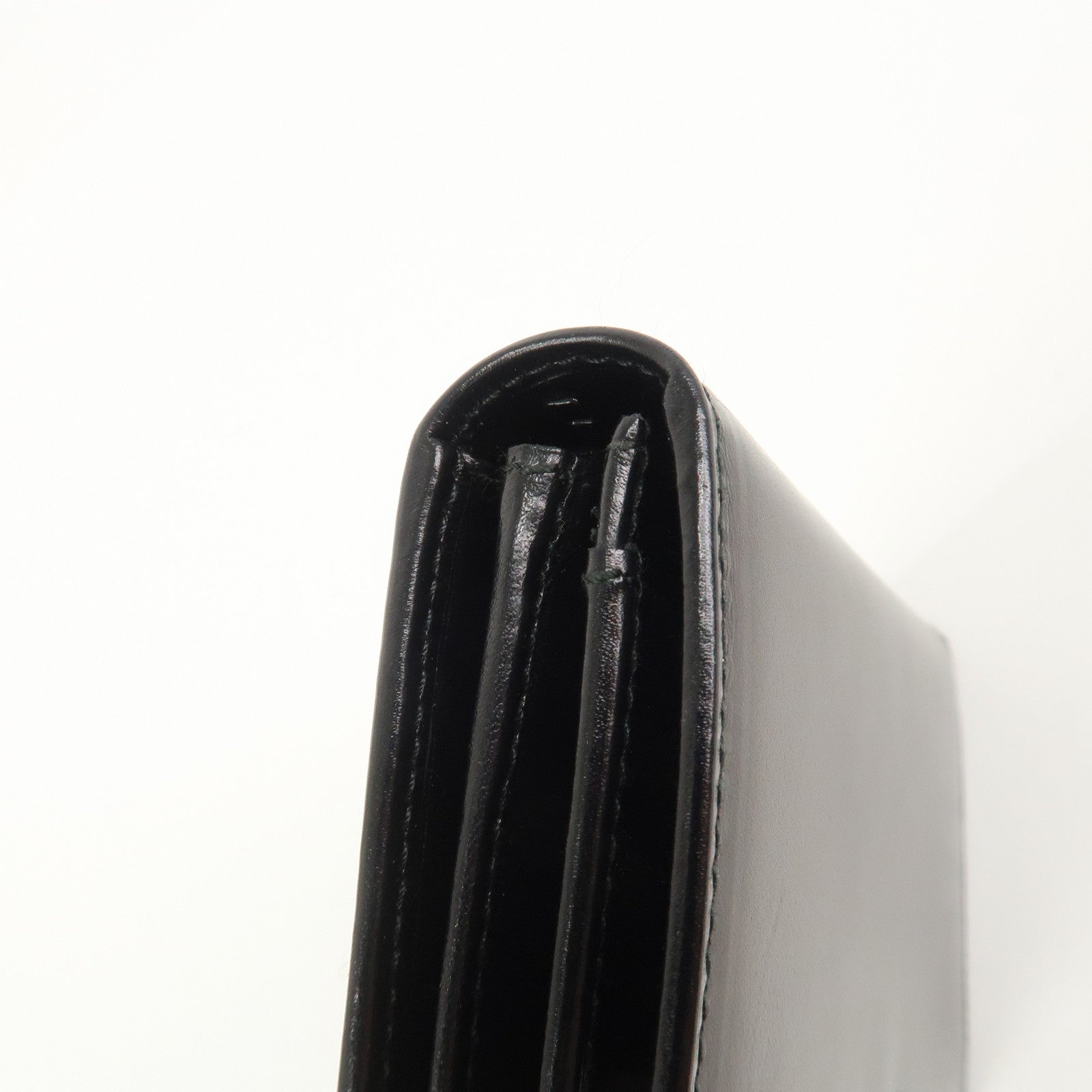 PRADA Logo Leather Compact Wallet Card Case Coin Case Black