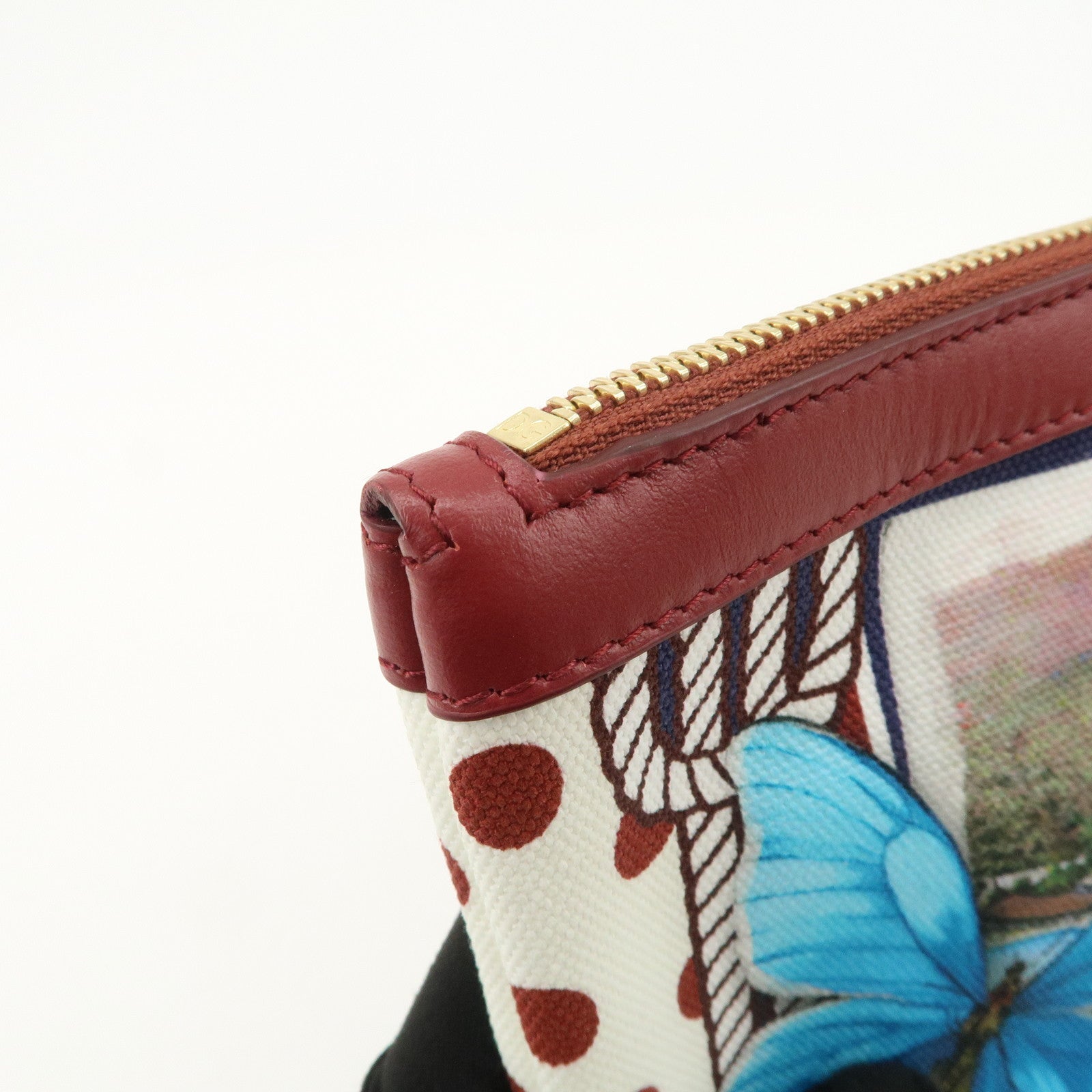 DOLCE&GABBANA Clutch Bag Flower Betterfly City Scape Bordeaux