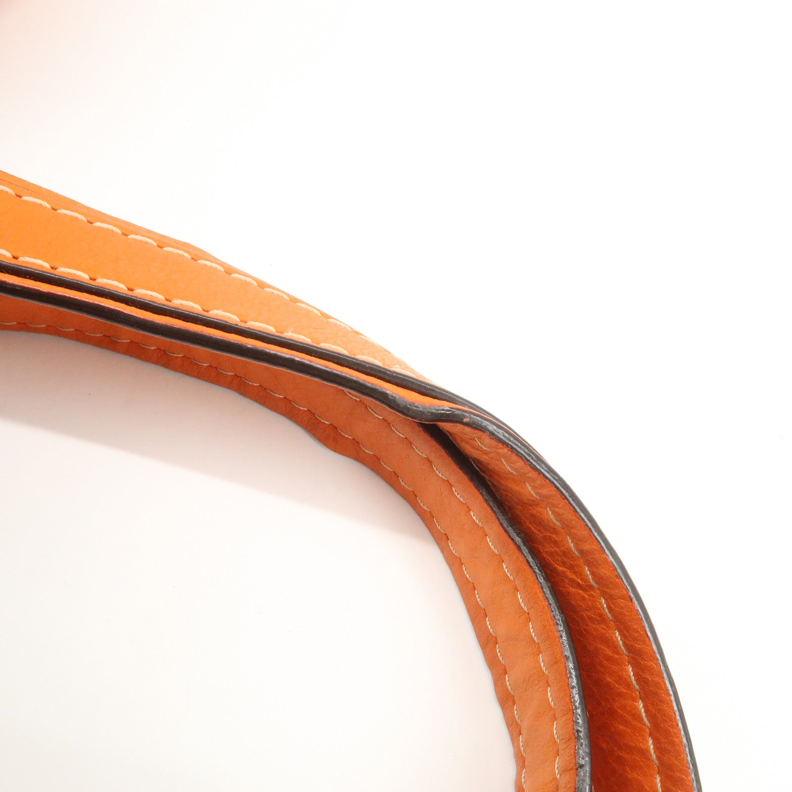 LOEWE Anagram Bolso Leather Tote Bag Shoulder Bag Orange Used