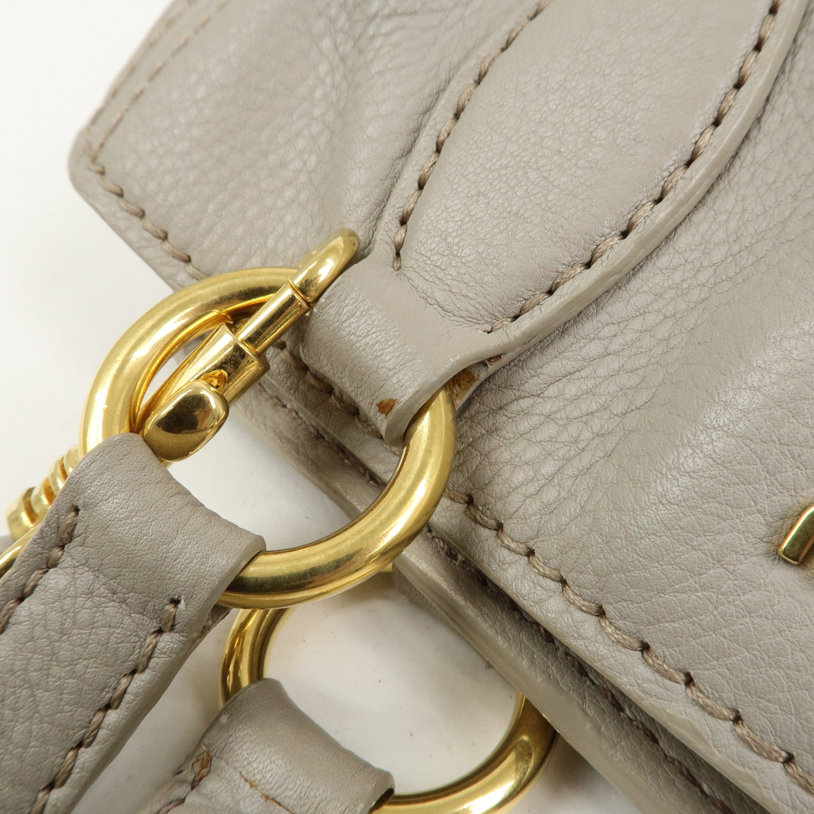 MIU MIU Logo Leather 2Way Bag Hand Bag Shoulder Bag Gray