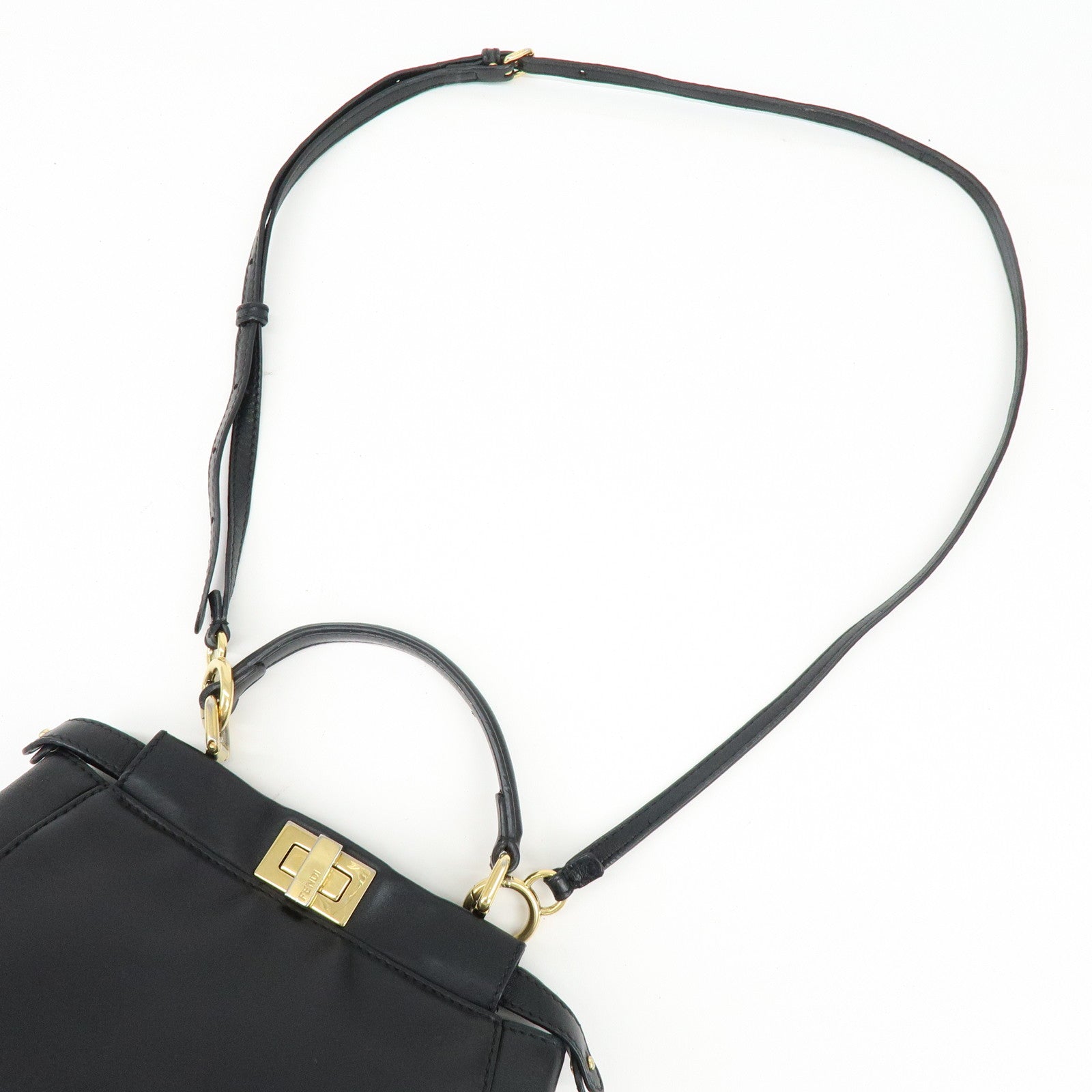FENDI Peekaboo Mini 2Way Shoulder Bag Hand Bag Black 8BN244