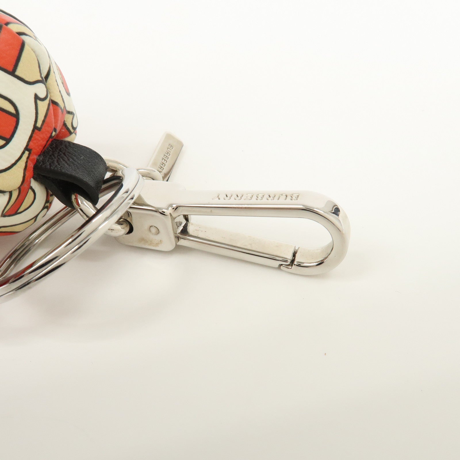 BURBERRY Thomas Bear Leather Bag Charm Key Holder Black Red