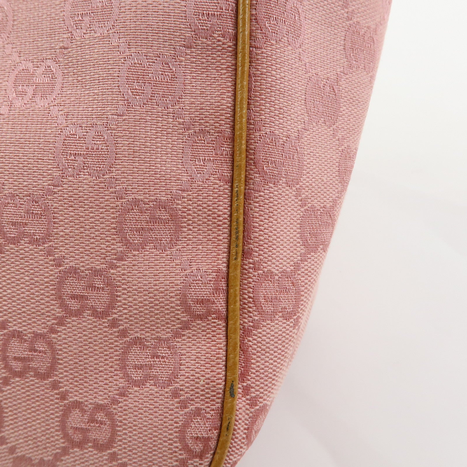 GUCCI GG Canvas Leather Tote Bag Hand Bag Pink Light Brown 113019