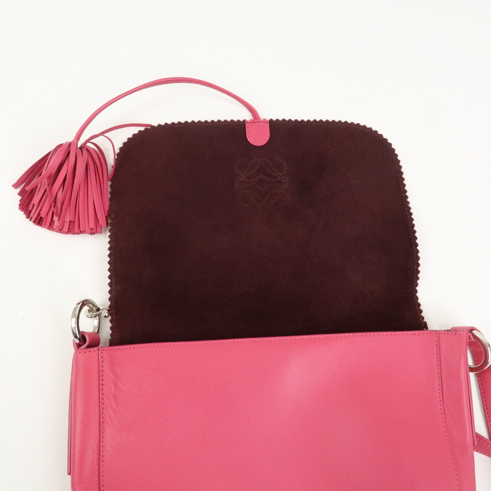 LOEWE Anagram Leather Shoulder Bag Crossbody Bag Pink