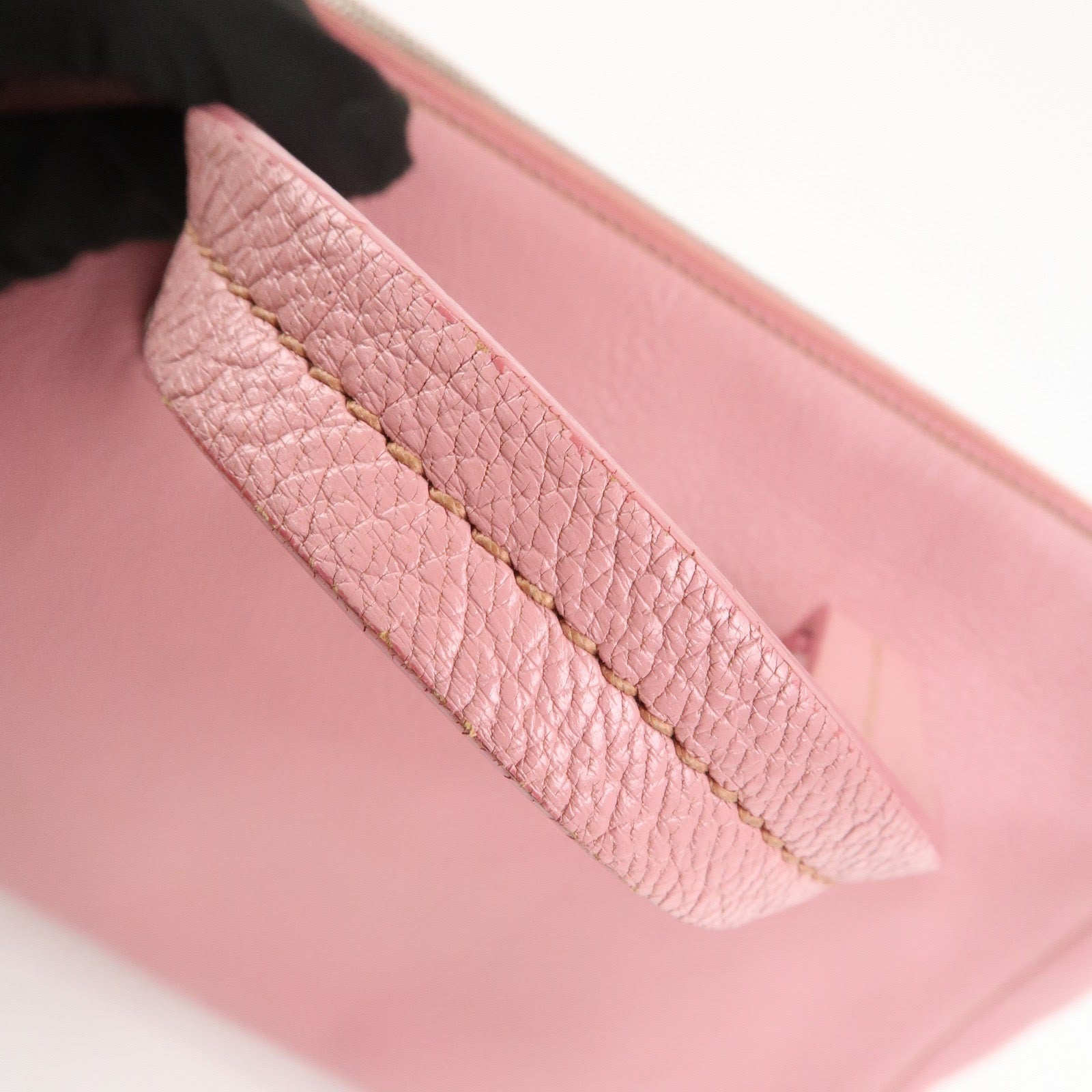 MIU MIU Logo Madras Leather Hand Bag Tote Bag Pink