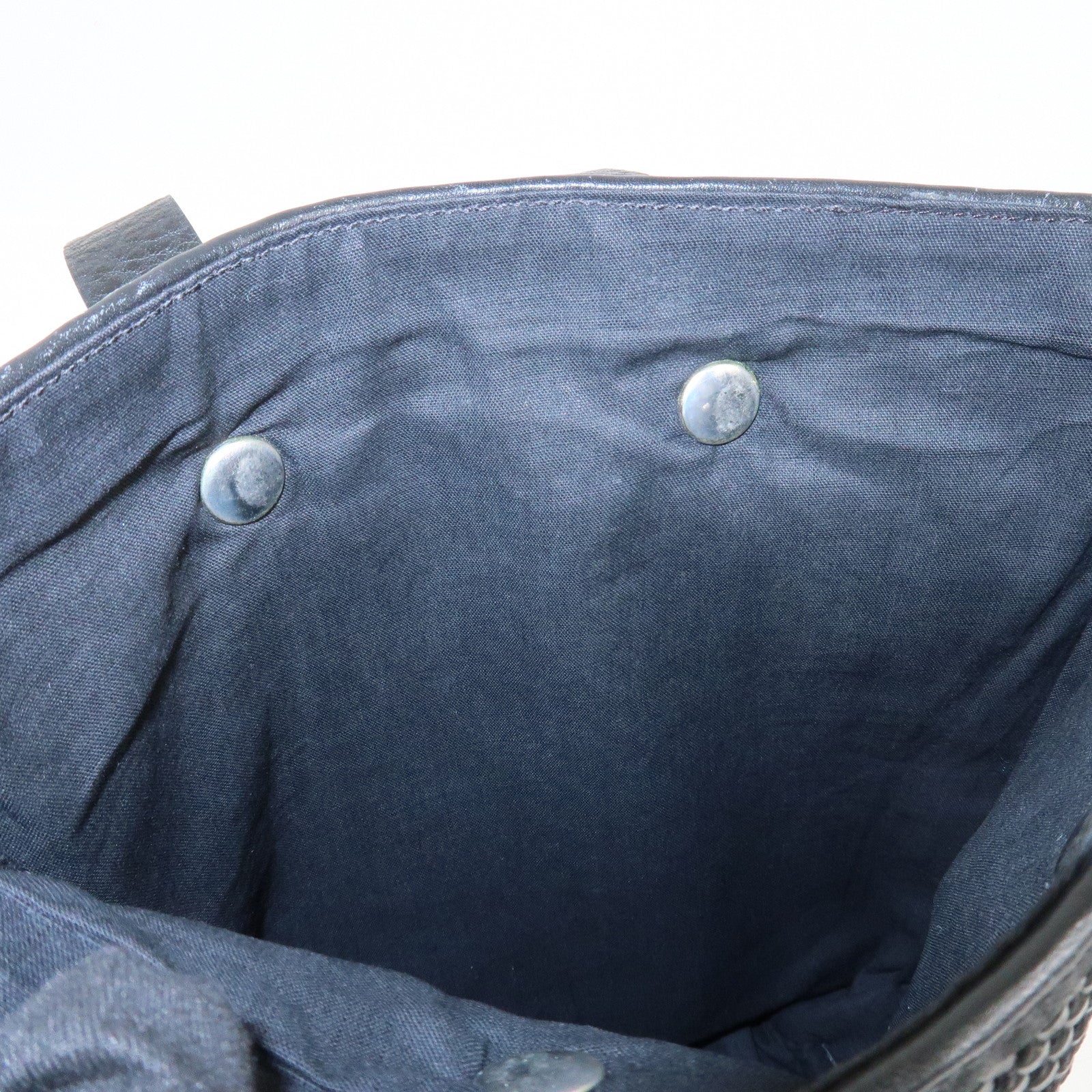 HERMES Amedaba PM Diago Canvas Leather Tote Bag Hand Bag Black