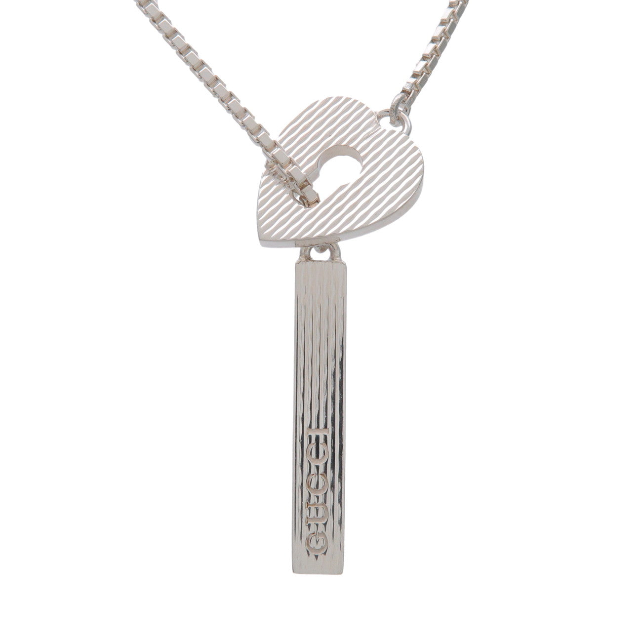 GUCCI Heart Lock Lariat Necklace SV925 Silver