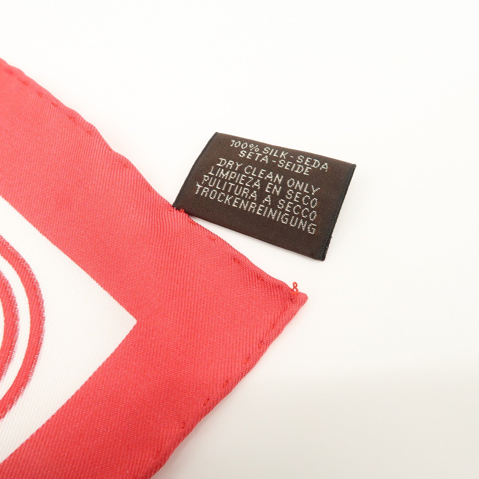 HERMES Carre Nano Silk 100% Scarf  BRIDES DE GALA White Red