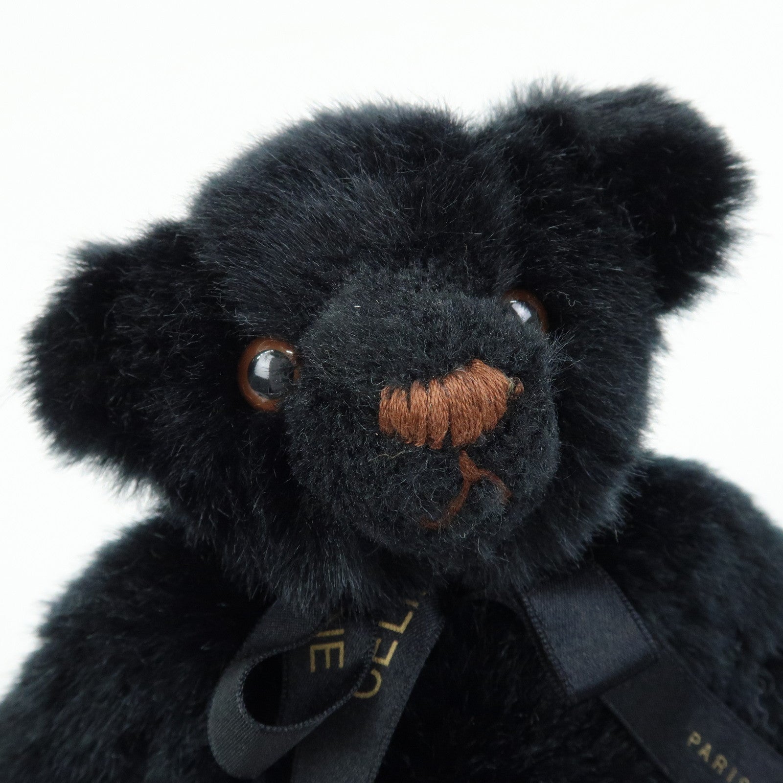 CELINE Set of 2 Acrylic Teddy Bear Silk Handkerchief Black Ivory
