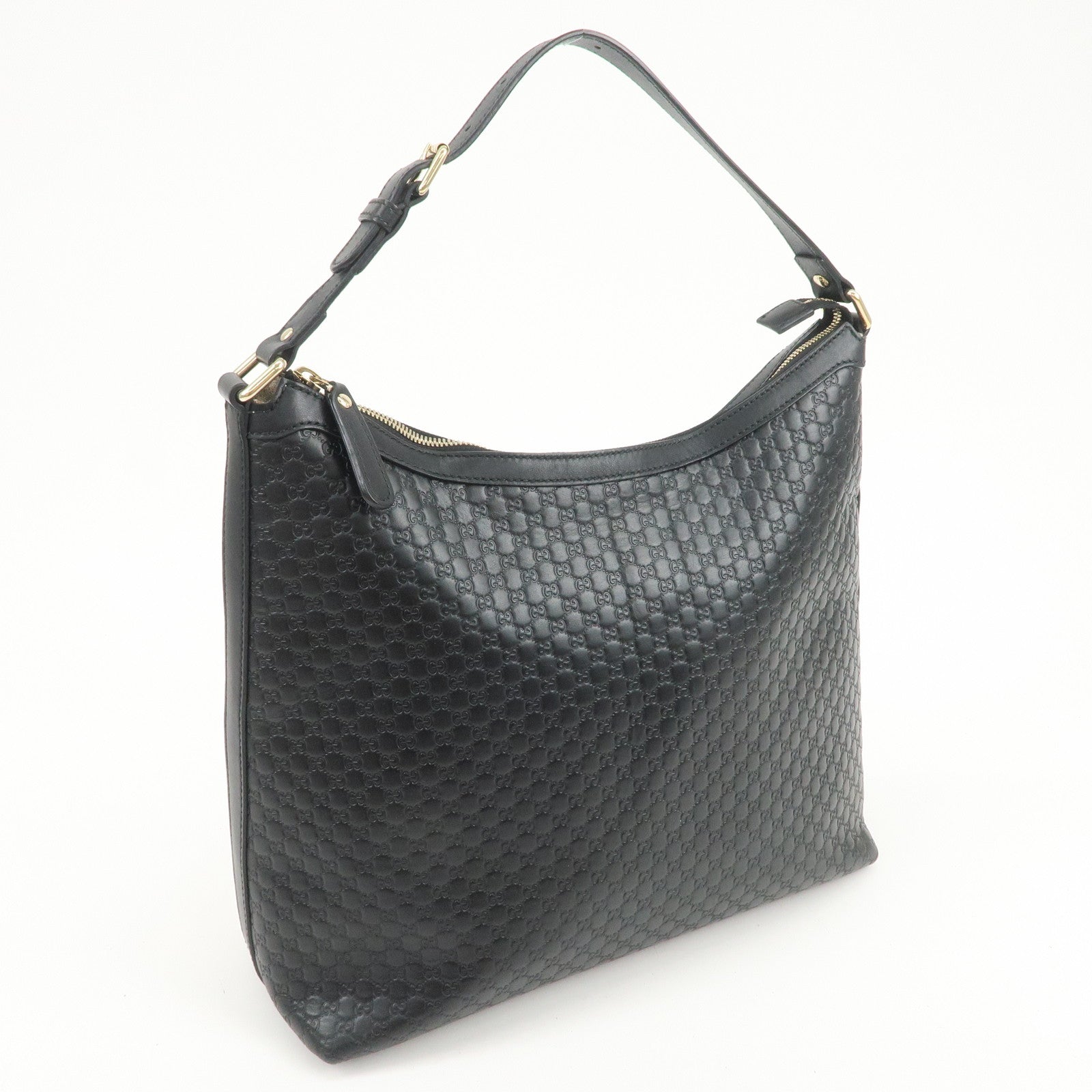 GUCCI Micro Guccissima Leather Shoulder Bag Hand Bag Black 449732