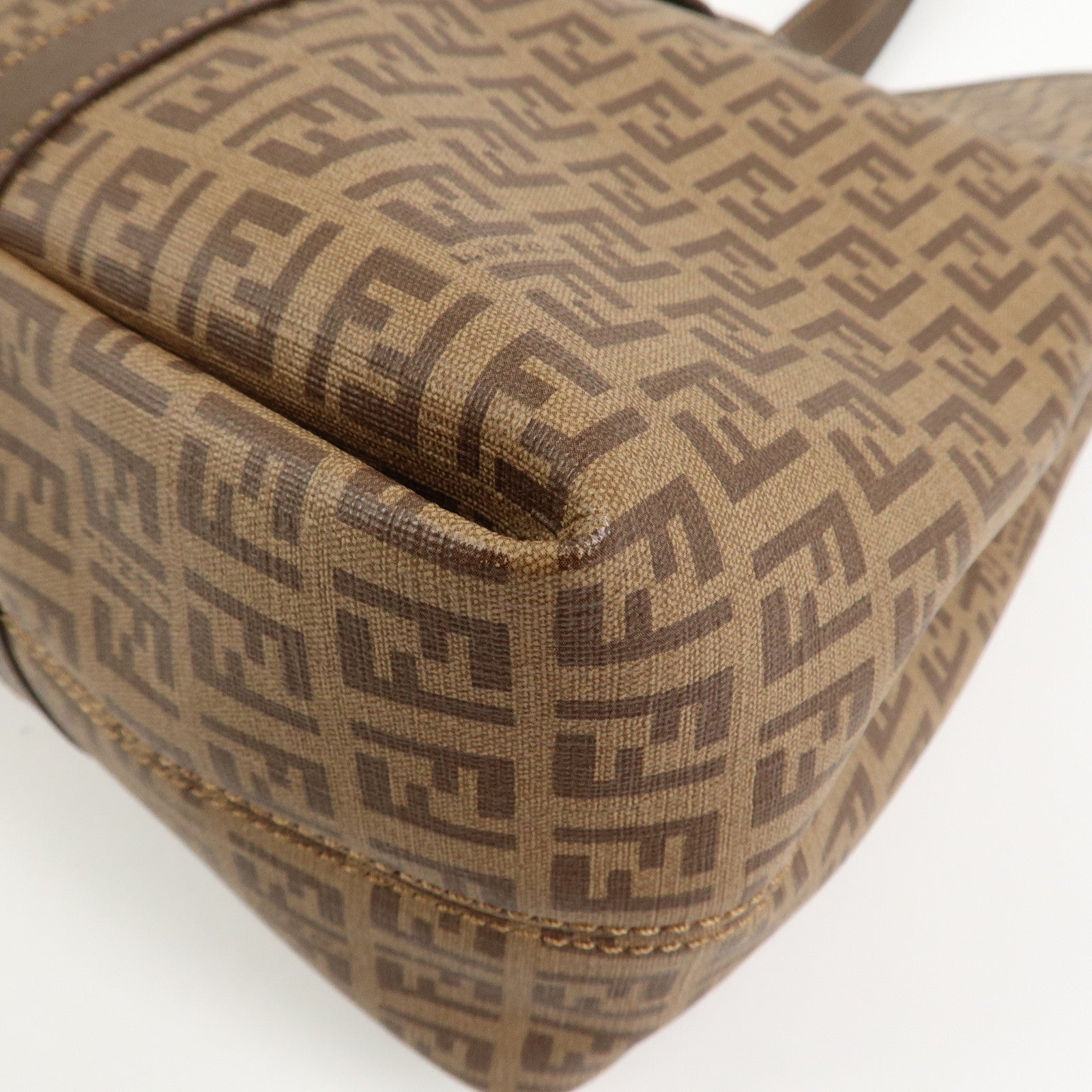 FENDI Zucchino PVC Tote Bag Shoulder Bag Hand Bag Brown 8BH238