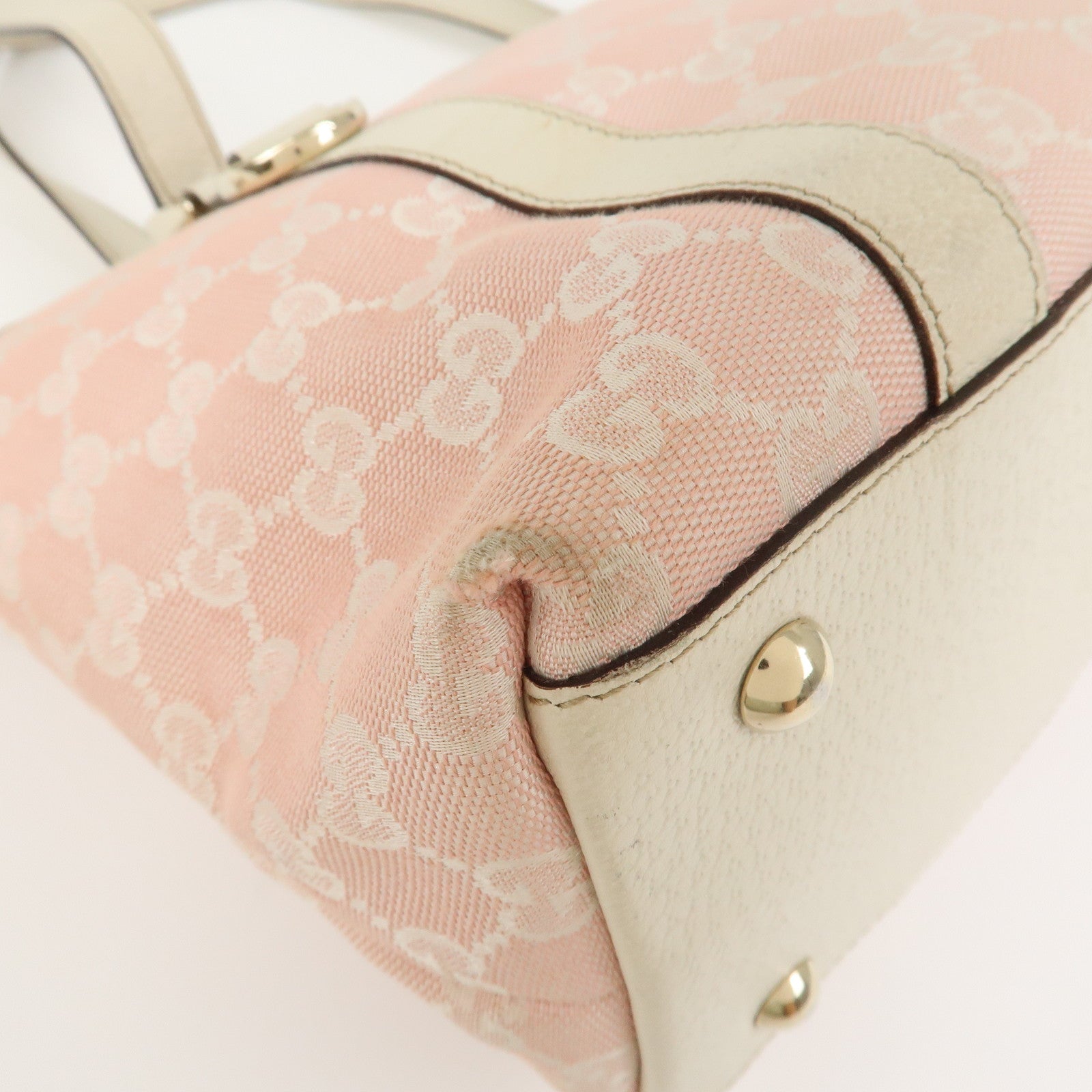 GUCCI Abbey GG Canvas Leather Tote Bag Shoulder Bag Pink 141470