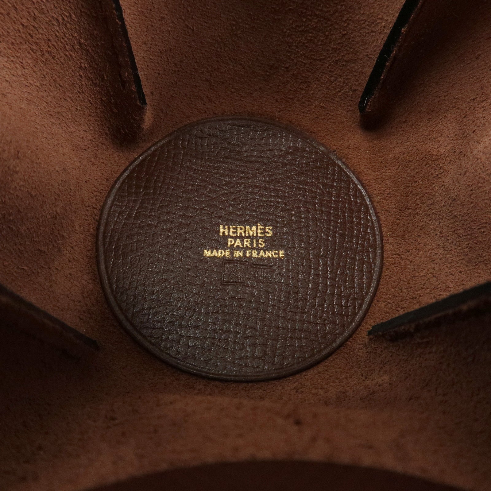 HERMES Vespa Courchevel Calf Leather □A Stamped Pouch Hand Bag