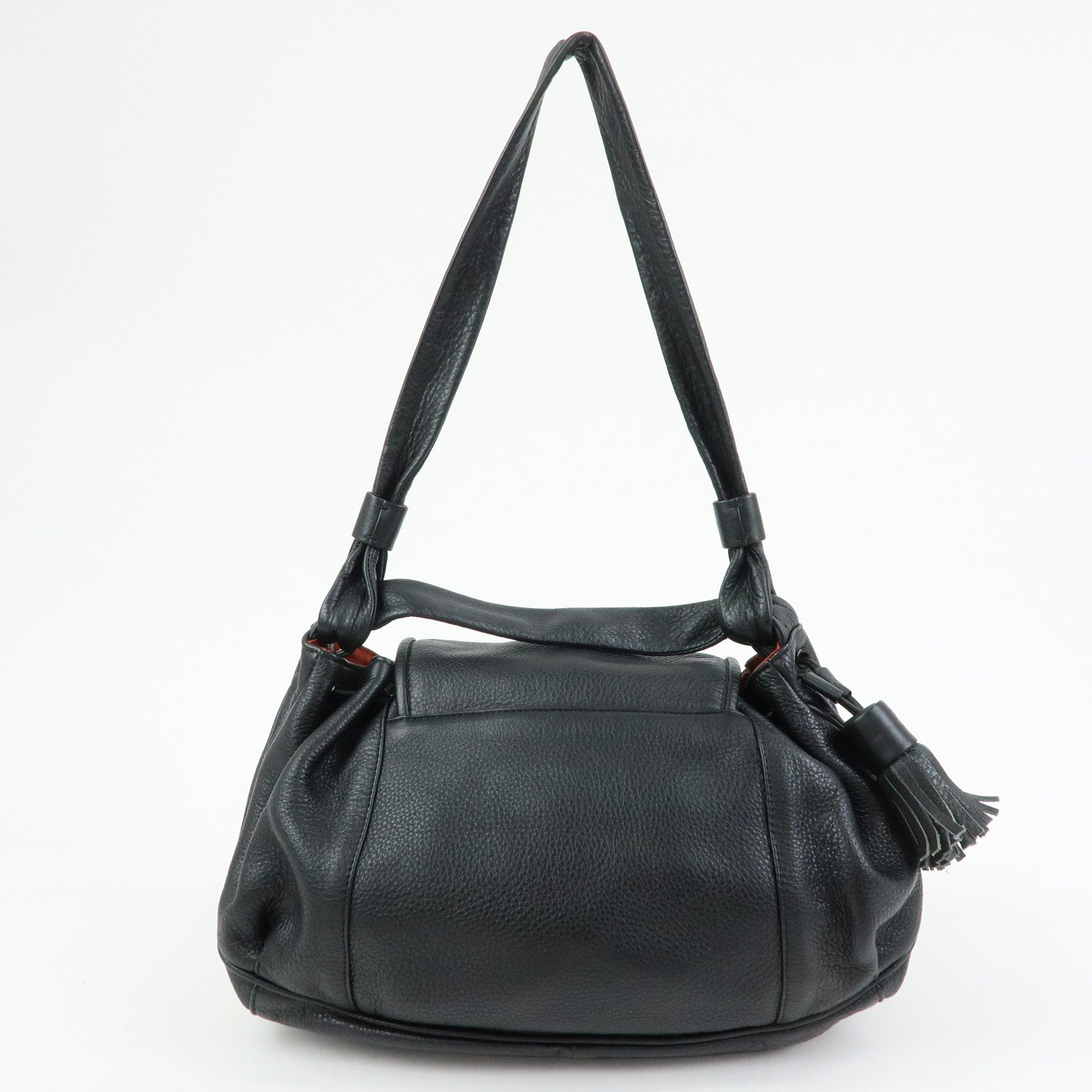 Chloe See By Chloe Leather Shoulder Bag Tassel Charm Black